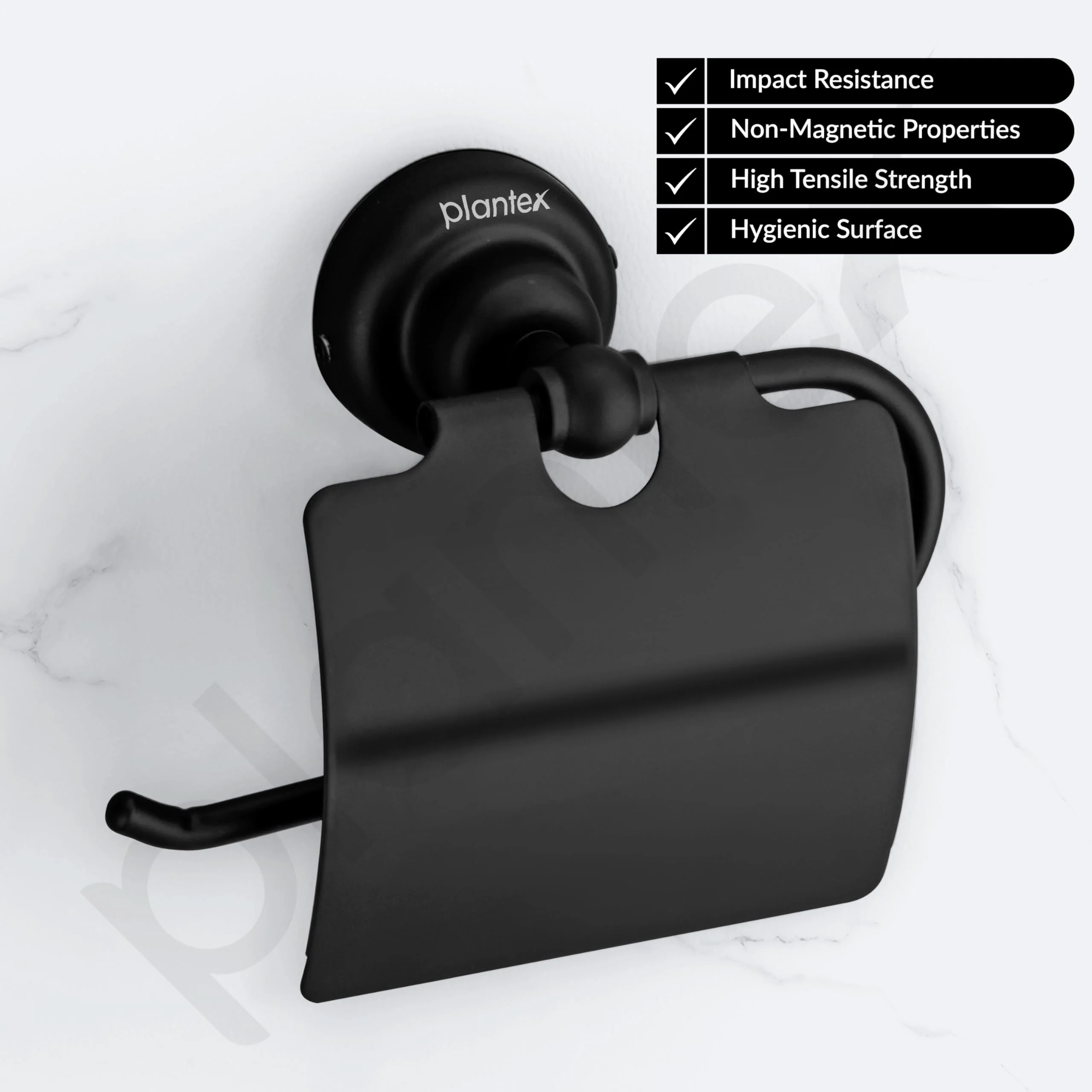 Plantex 304 Grade Stainless Steel Toilet Paper Roll Holder/Toilet Paper Holder/Tissue Roll Holder for Bathroom Accessories - Skyllo (Black) - Image 2