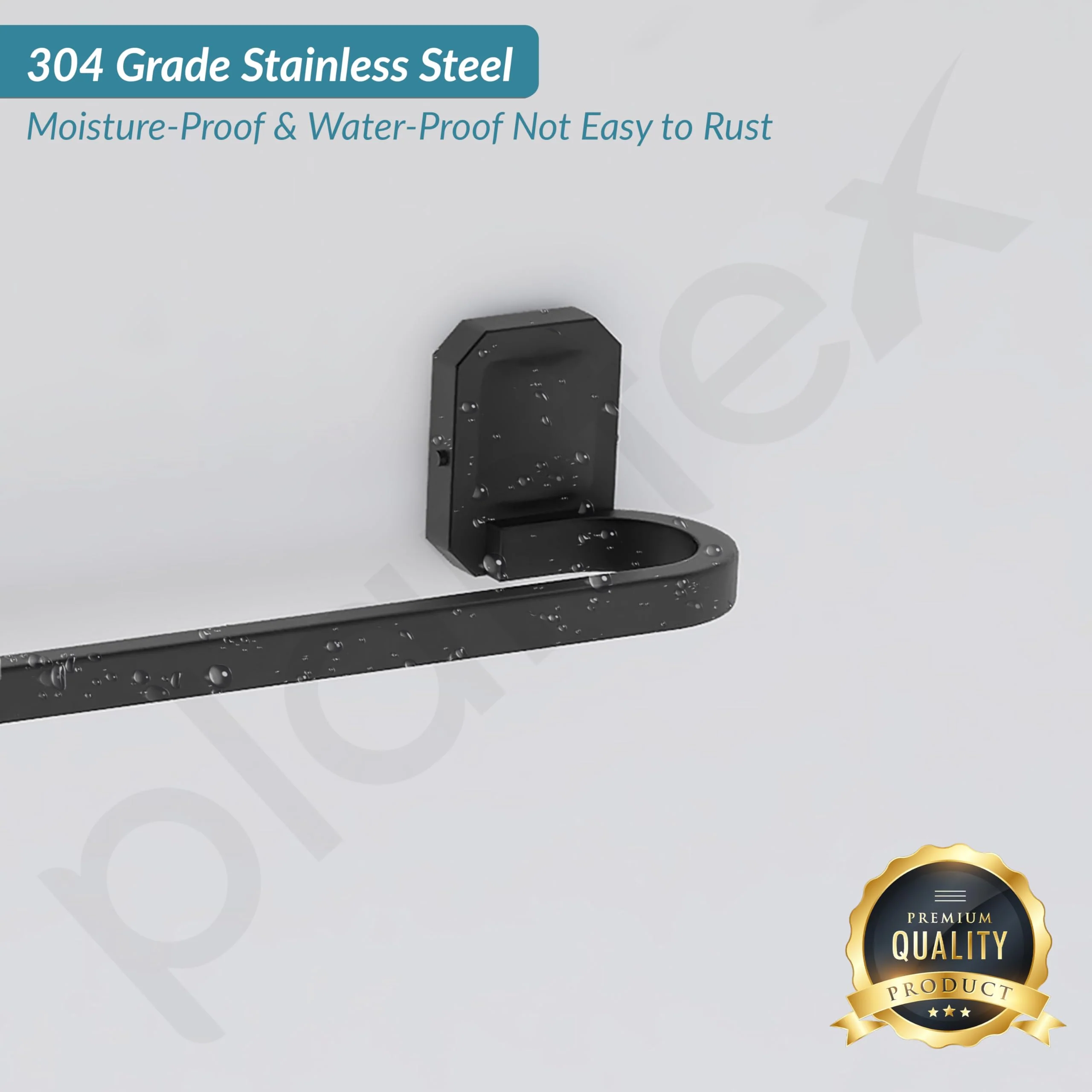 Plantex 304 Grade Stainless Steel Towel Holder in Batrhoom/Single Towel Rod/Holder for Bathroom Accessories - Cute (Black - 24 Inch) - Image 5