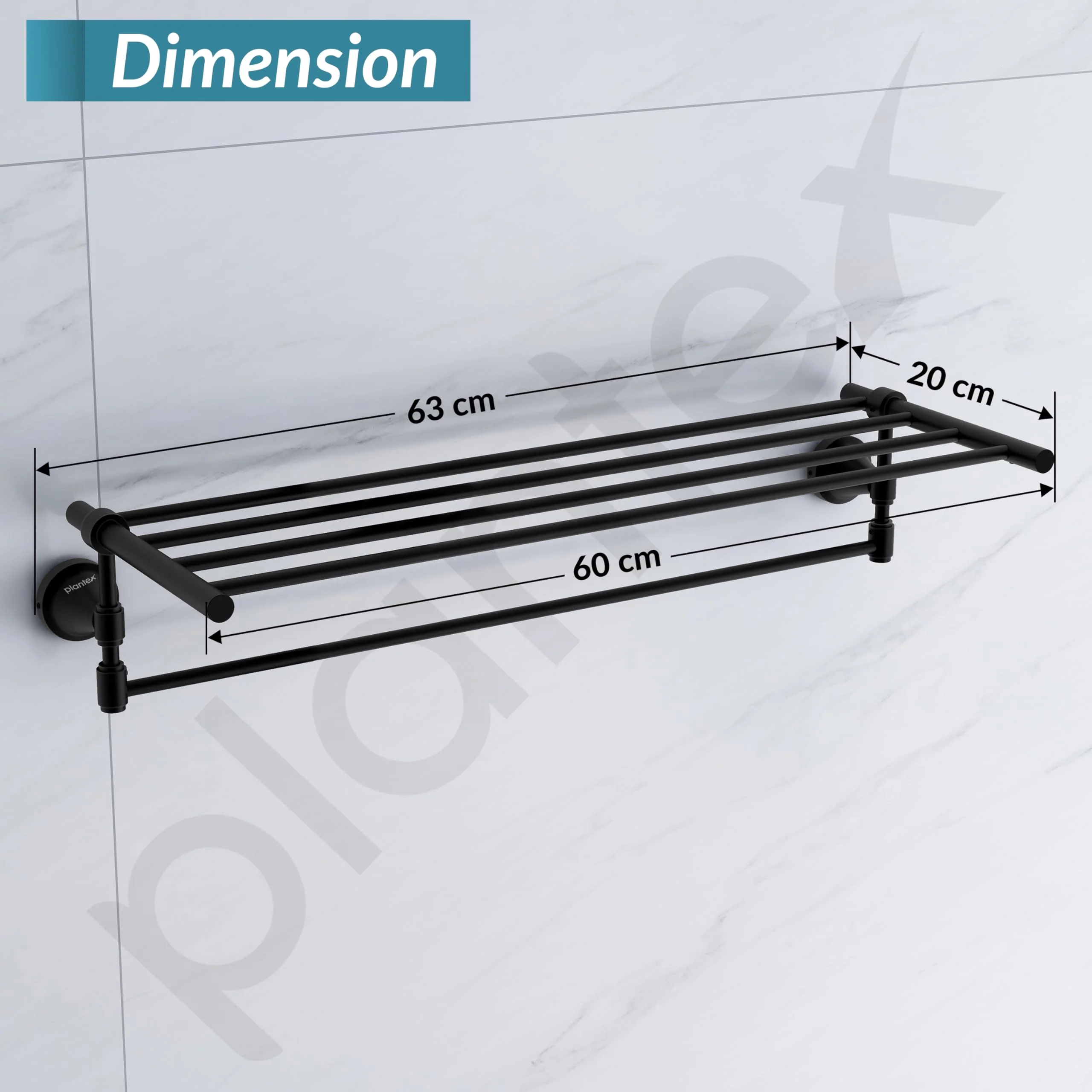 Plantex 304 Grade Stainless Steel Towel Rack for Bathroom/Towel Stand/Hanger/Bathroom Accessories - Niko (24 Inch-Black) - Image 5