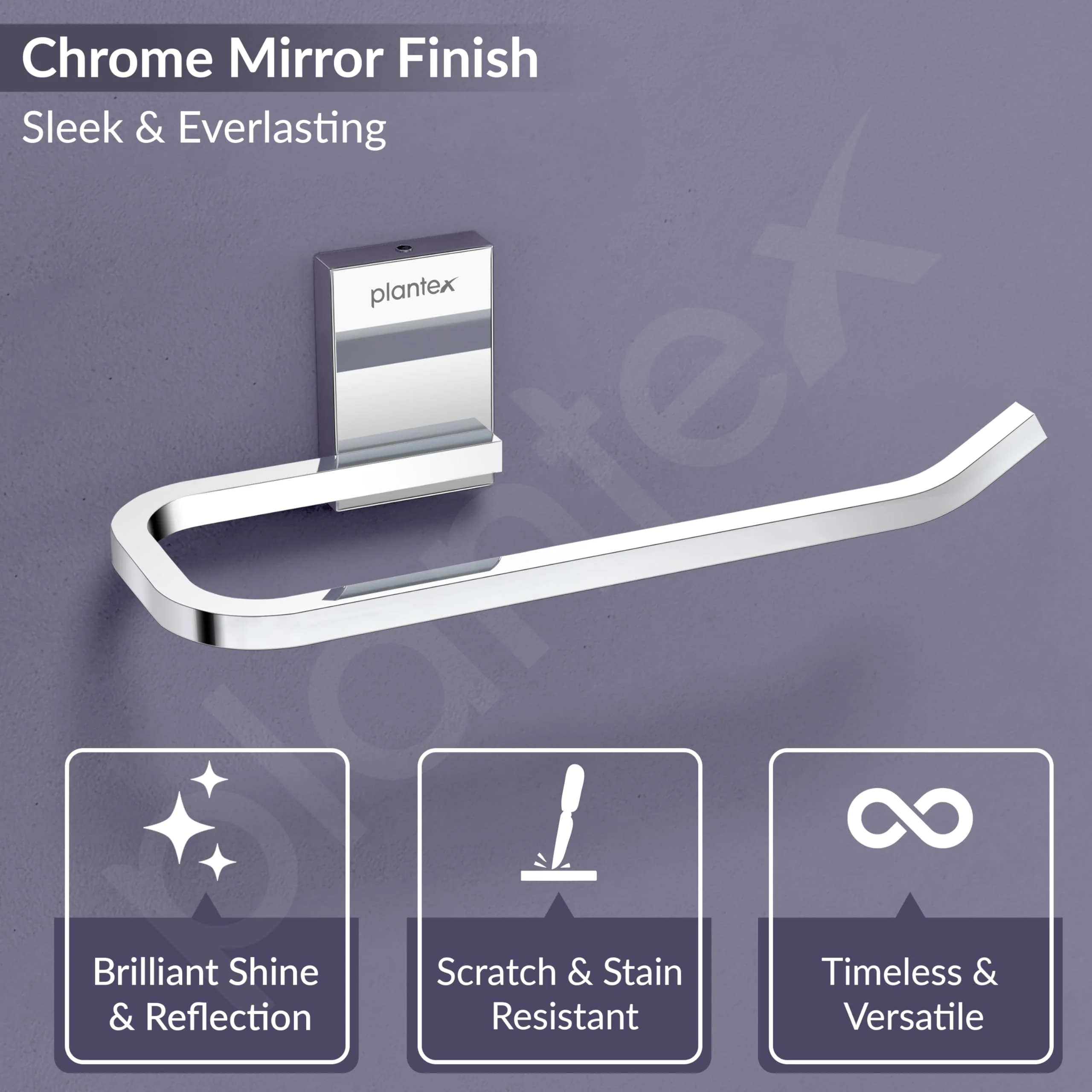 Plantex 304 Grade Stainless Steel Towel Ring/Napkin Hanger/Towel Holder for Wash Basin/Bathroom Accessories - Crystal (Chrome) - Image 5