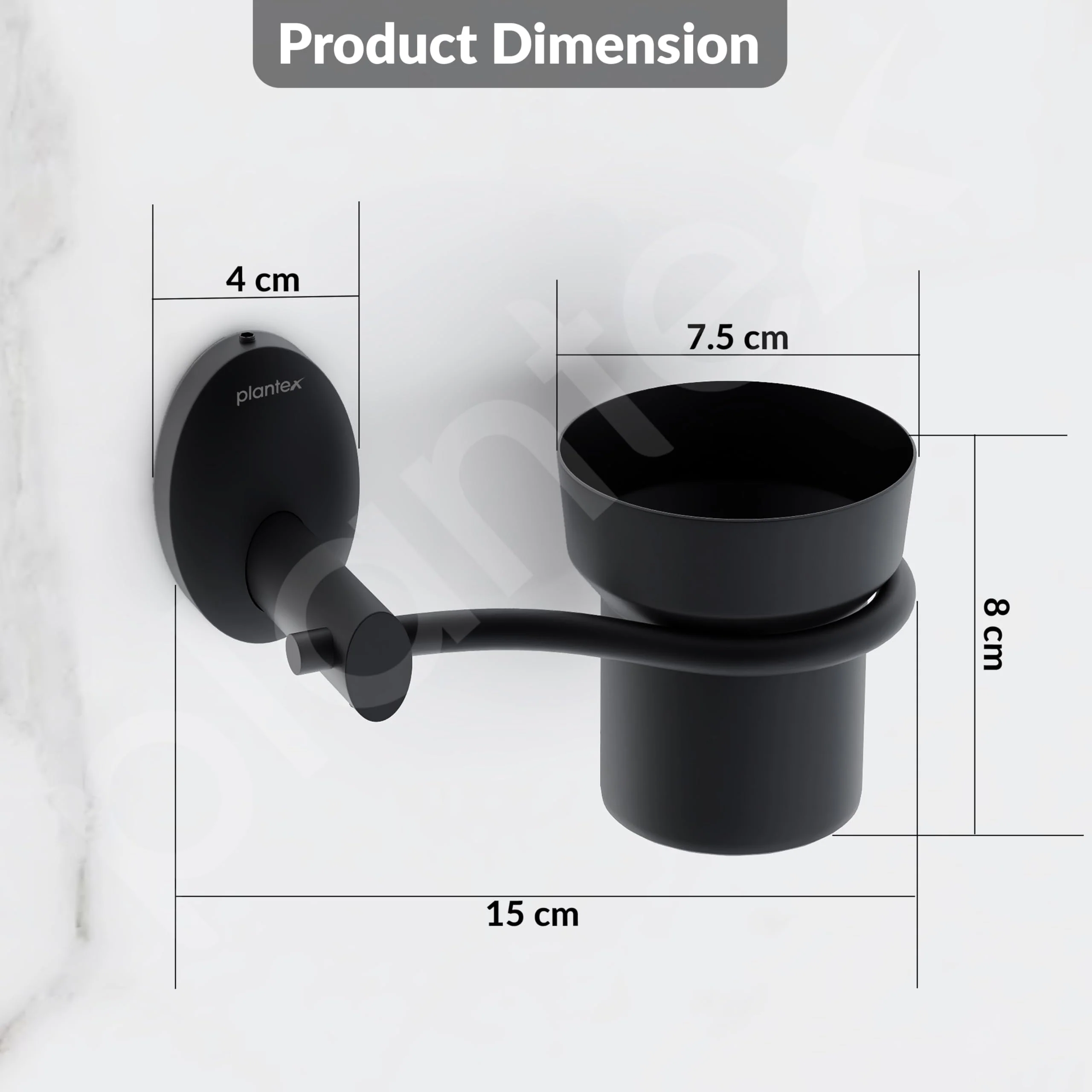 Plantex 304 Grade Stainless Steel Tumbler Holder/Tooth Brush Holder for/Bathroom Accessories - Oreva (Black) - Image 3