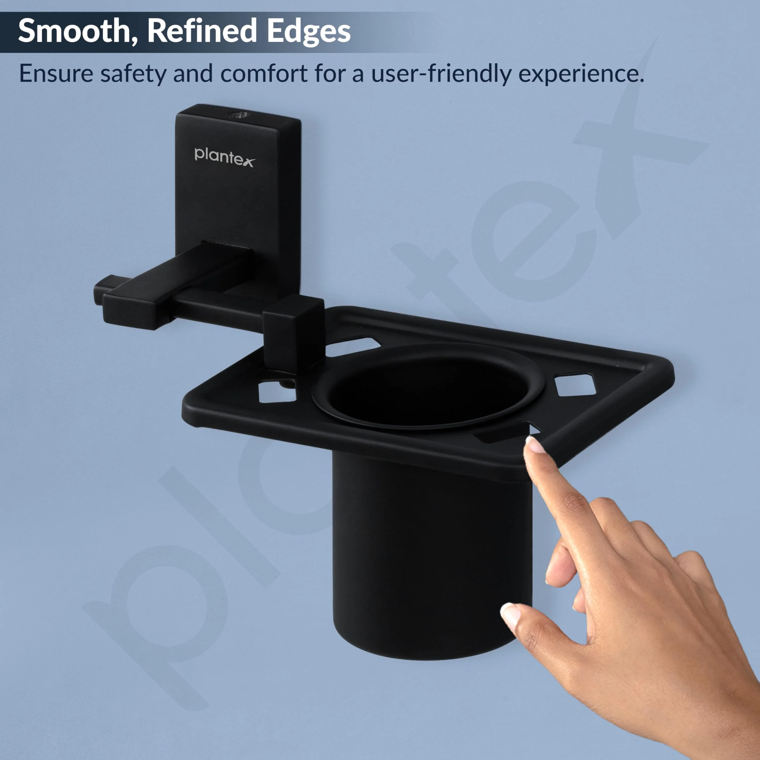Plantex 304 Grade Stainless Steel Tumbler Holder/Tooth Brush Holder for Bathroom Accessories - Senso (Black) - Image 7