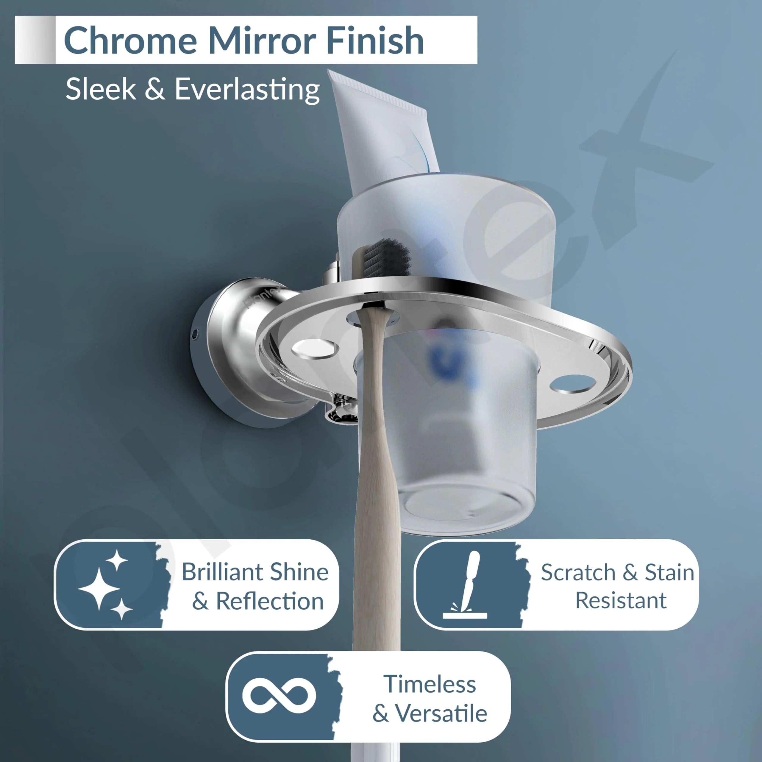 Plantex 304 Grade Stainless Steel Tumbler Holder/Tooth Brush Holder/Tumbler Stand for Bathroom Accessories - Niko (Chrome) - Image 3