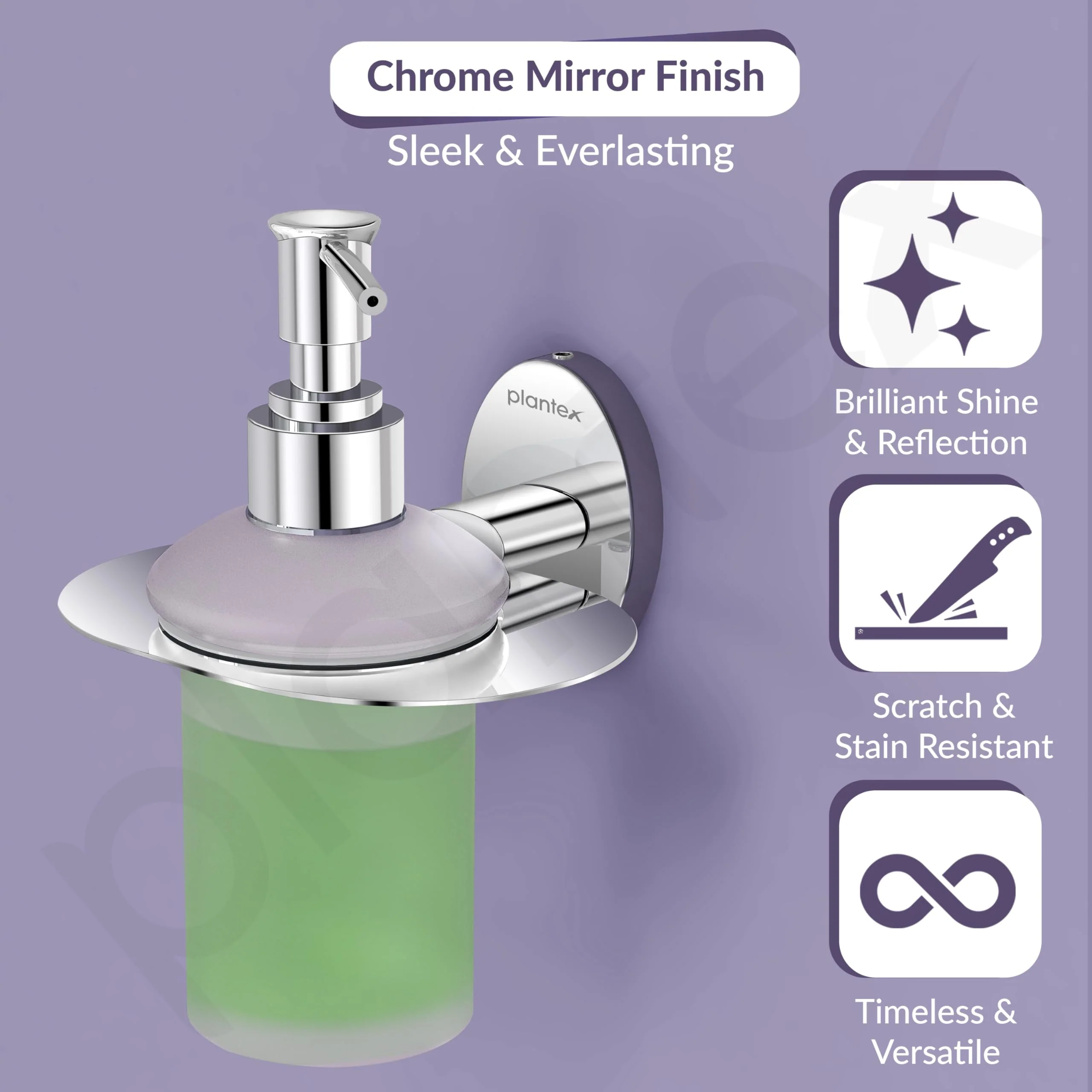 Plantex 304 Grade Stainless Steel Wash Basin Handwash Holder and Dispenser for Liquid Soap/Bathroom Accessories - Olive (Chrome) - Image 3