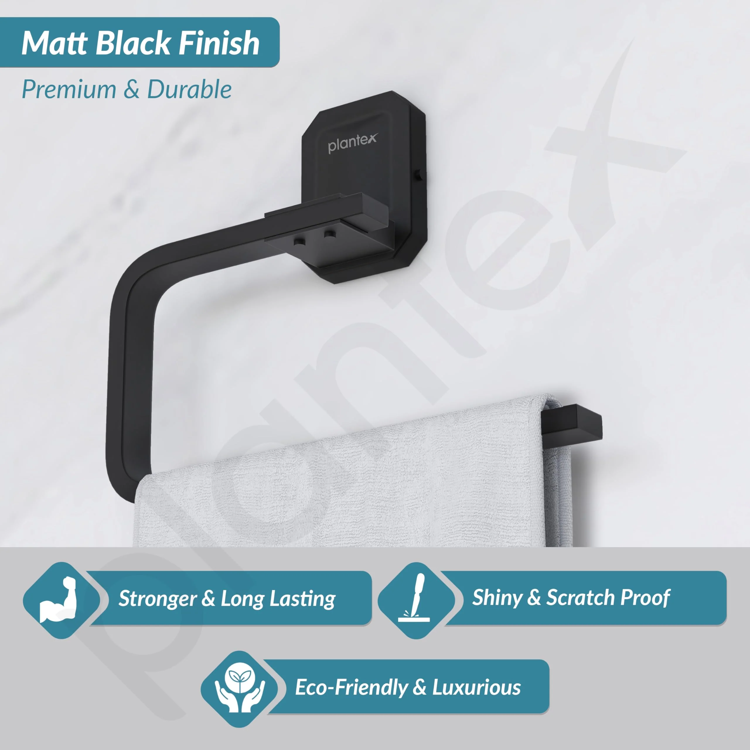 Plantex 304 Stainless Steel Napkin Holder for Wash Basin/Towel Ring for Bathroom/Towel Hanger/Bathroom Accessories - Cute (Black) - Image 3