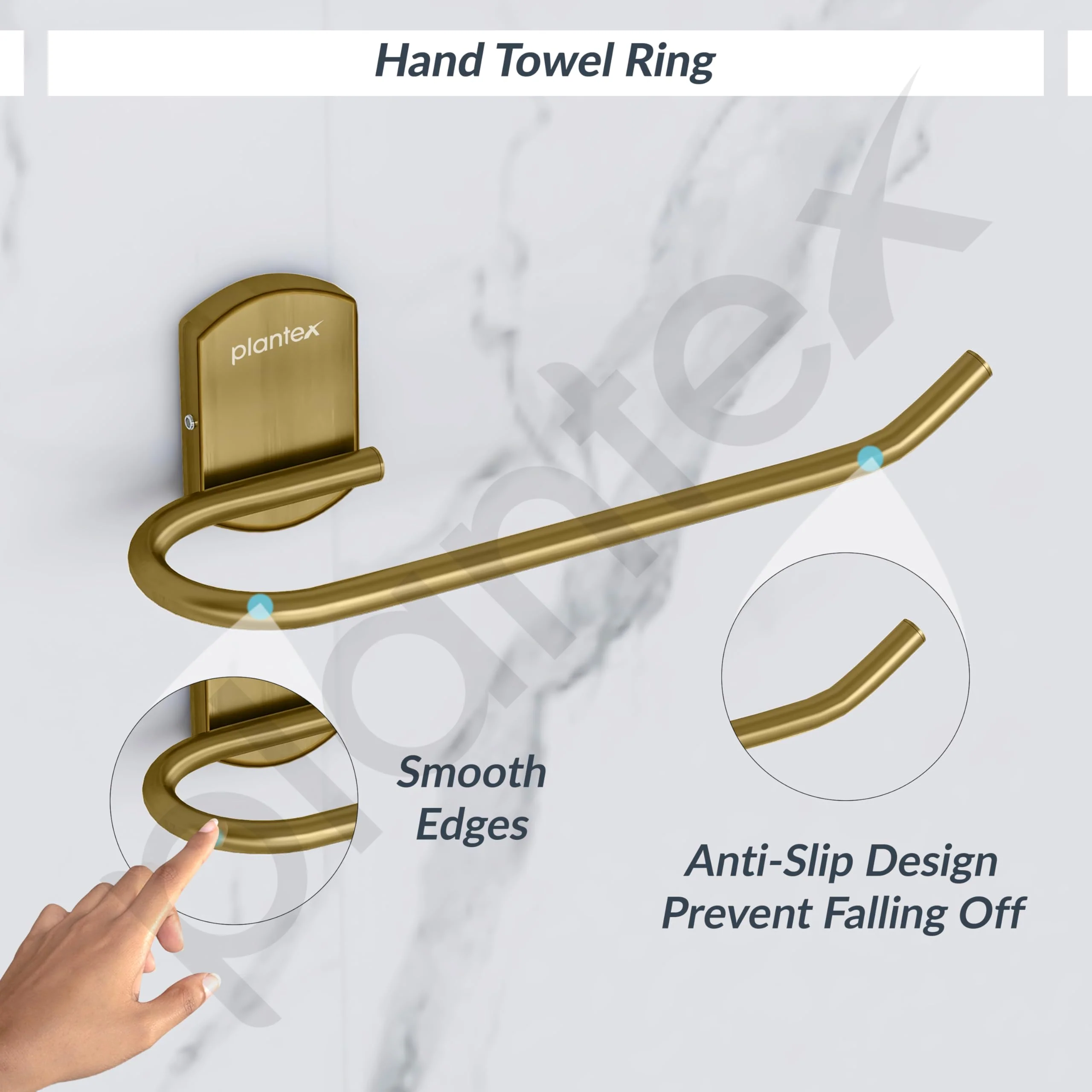 Plantex 304 Stainless Steel Towel Hanger for Wash Basin/Hand Towel Ring/Napkin Hanger/Bathroom Accessories (Brass Antique) Parv - Image 7