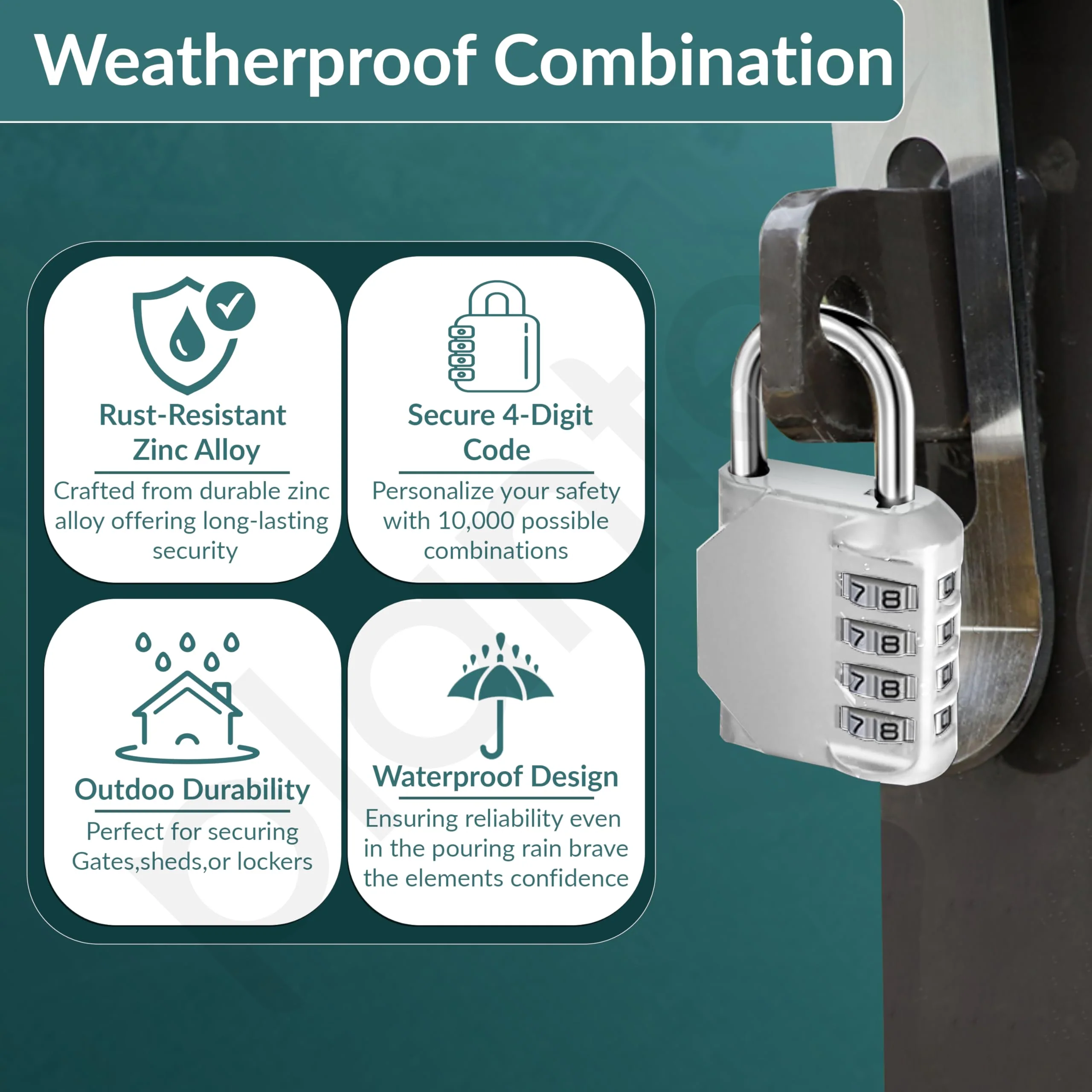 Plantex 4 Digit Combination Number Password Metal Lock/Zinc Alloy Locks for Luggage/Locks for Travel Bags for Luggage/Locks for Cabin Luggage/Travel Essentials - Pack of 2 (Silver) - Image 4