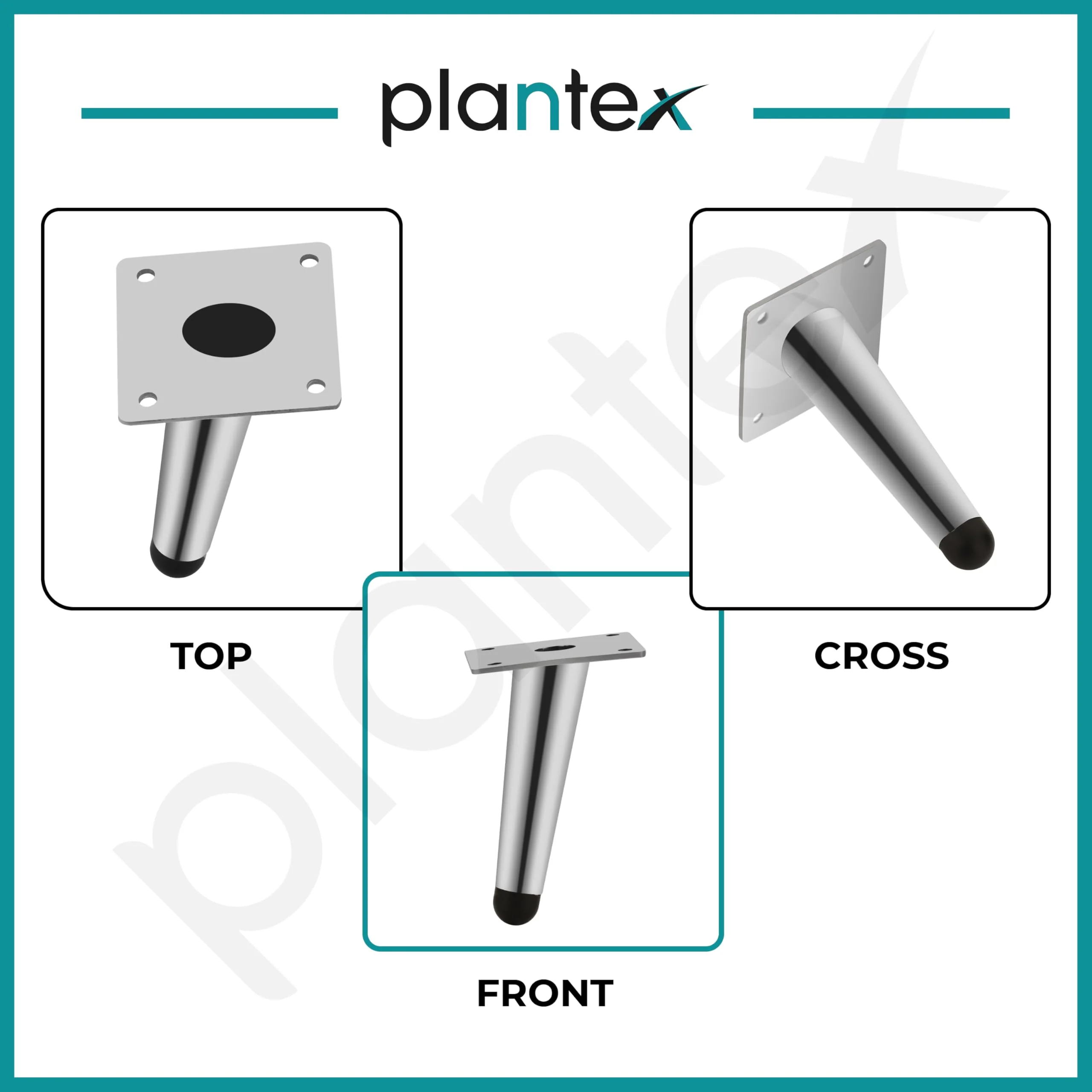 Plantex 4 Inch Sofa Legs for Bed Furniture/Sofa Legs for Table/Sofa Support Legs with Rubber Grip (Chrome Finish, 6 Pcs) - Image 5