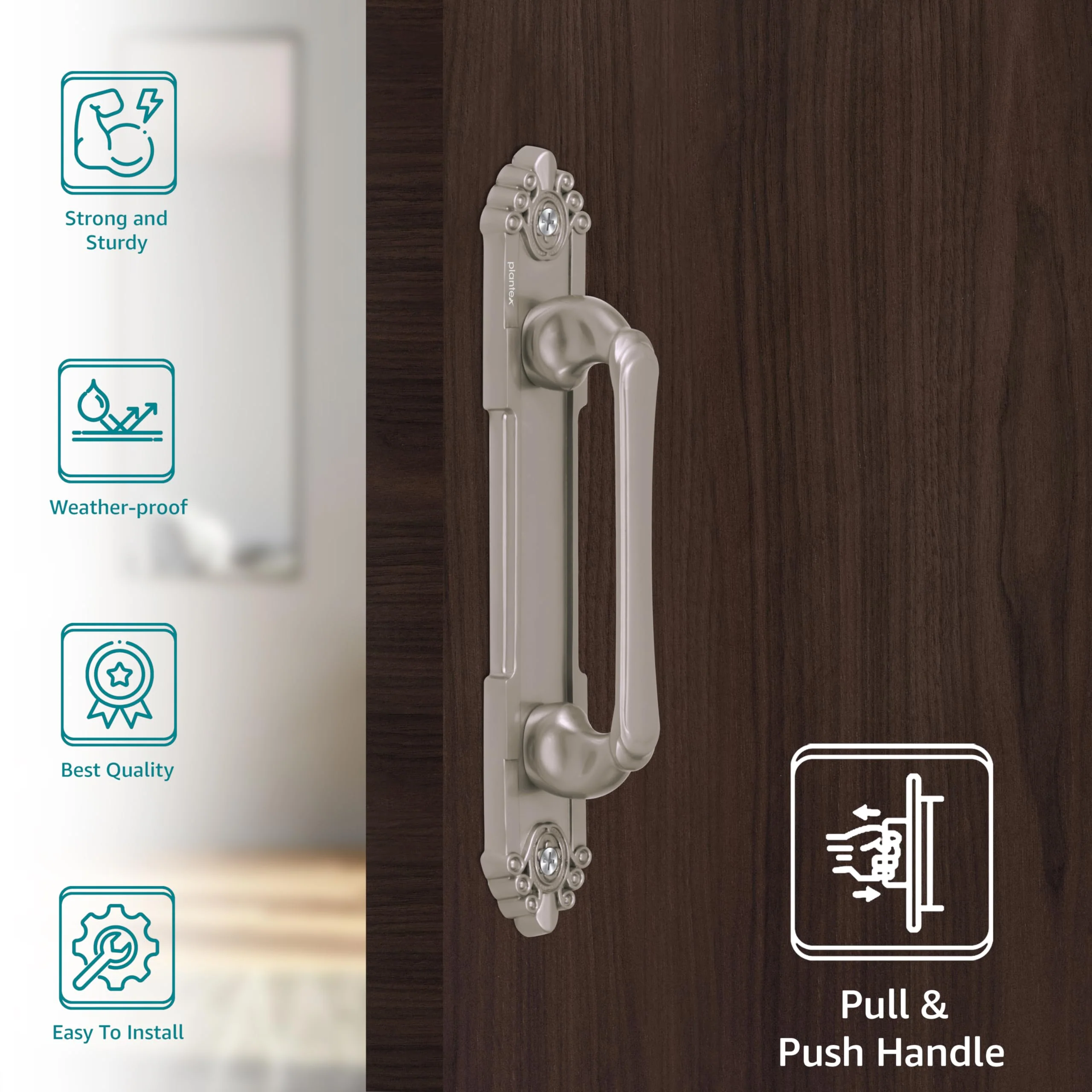 Plantex 8 Inch Heavy Duty Main Door Handle/Pull Push Handle for Main Door Home & Hotel/3 Years Warranty Pack of 1 (294, Satin Finish, Silver) - Image 2