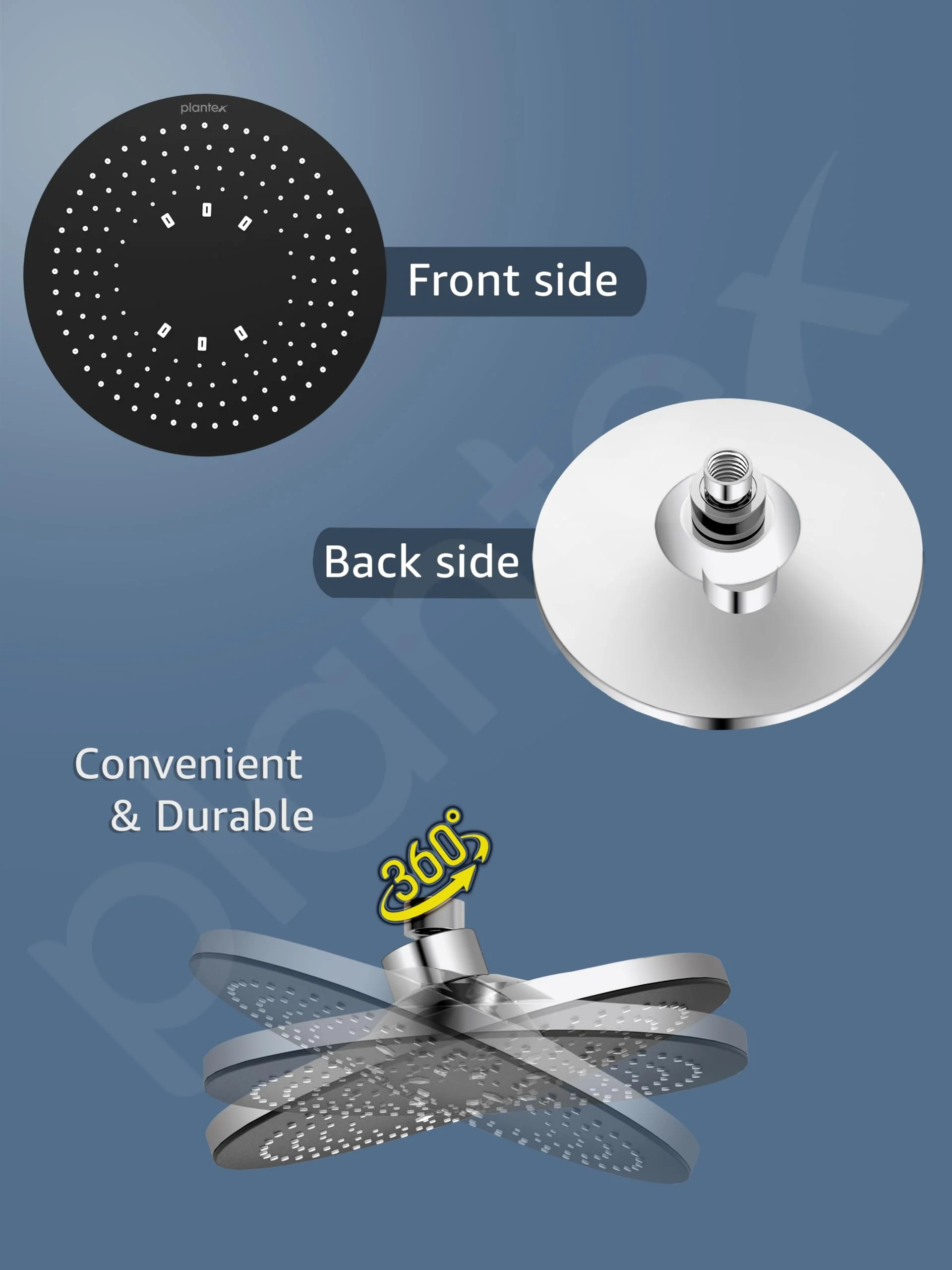 Plantex ABS Round Shower Head for Bathroom/Adjustable Head shower/360° Rotatable Rain Shower Head for Bathroom/Pressurized Shower Head/Showers for bathroom-Chrome & Matte Black - Image 6