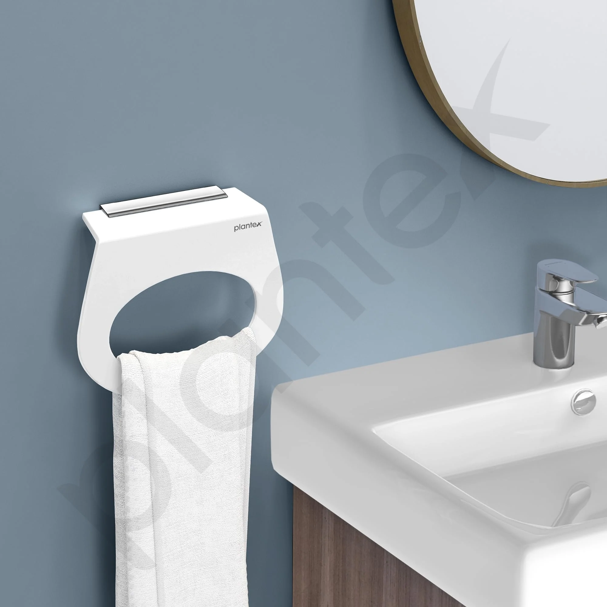 Plantex Acrylic Napkin Holder for Washbasin/Towel Ring for Bathroom/Wall Mounted Towel Hanger/Bathroom Accessories (Capsule - White) - Image 6