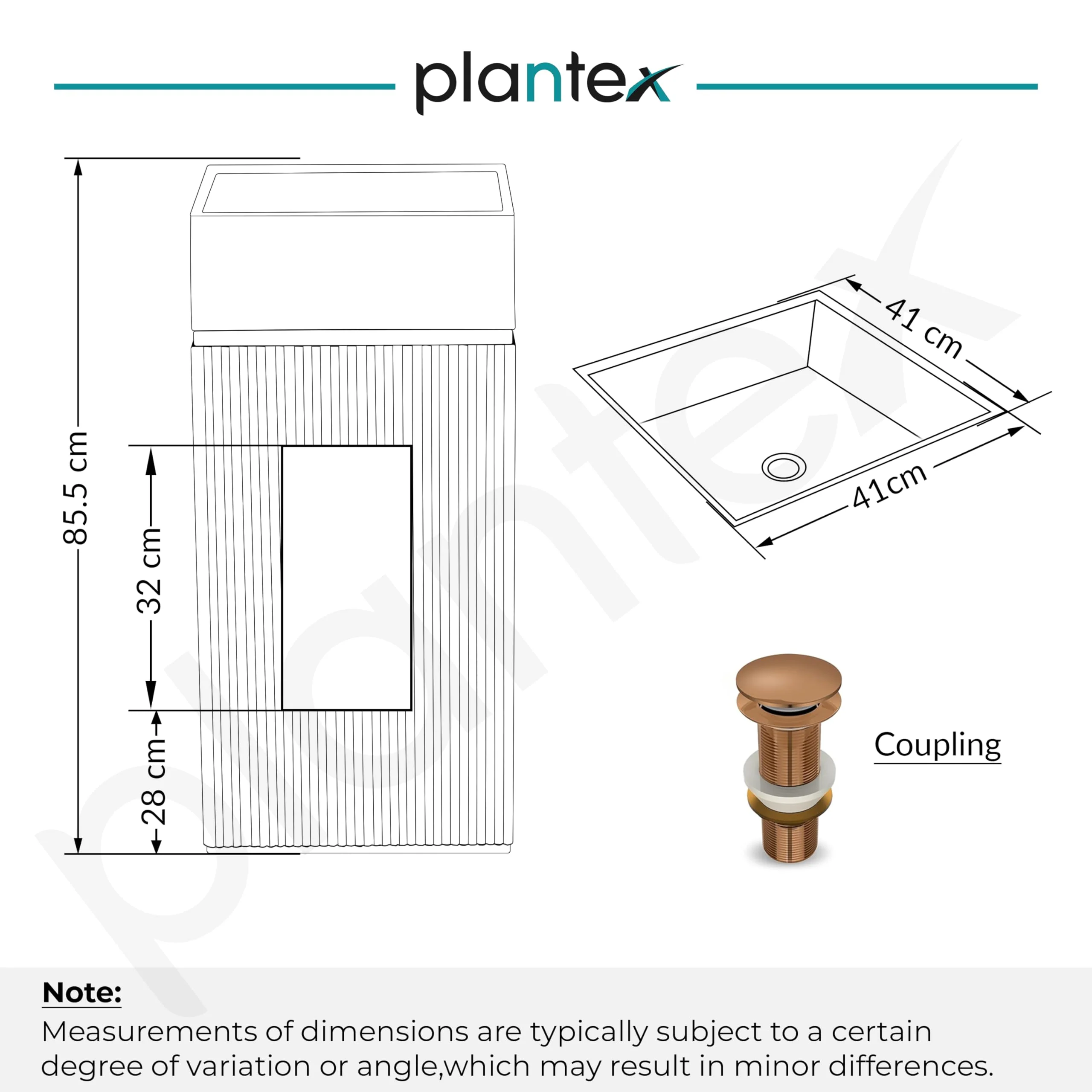 Plantex Acrylic Resin & Quartz Pedestal Basin for Bathroom/One Piece Pedestal Free Standing Square Wash Basin for living Room/Hotel (Blue & White) - Image 5