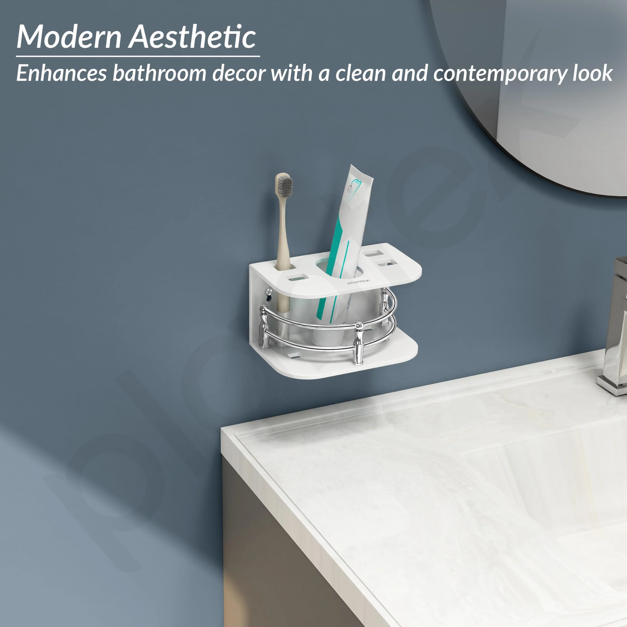 Plantex Acrylic Tooth Brush Holder/Stand/Tumbler for Bathroom Accessories for Home (7-inch; White) - Image 7