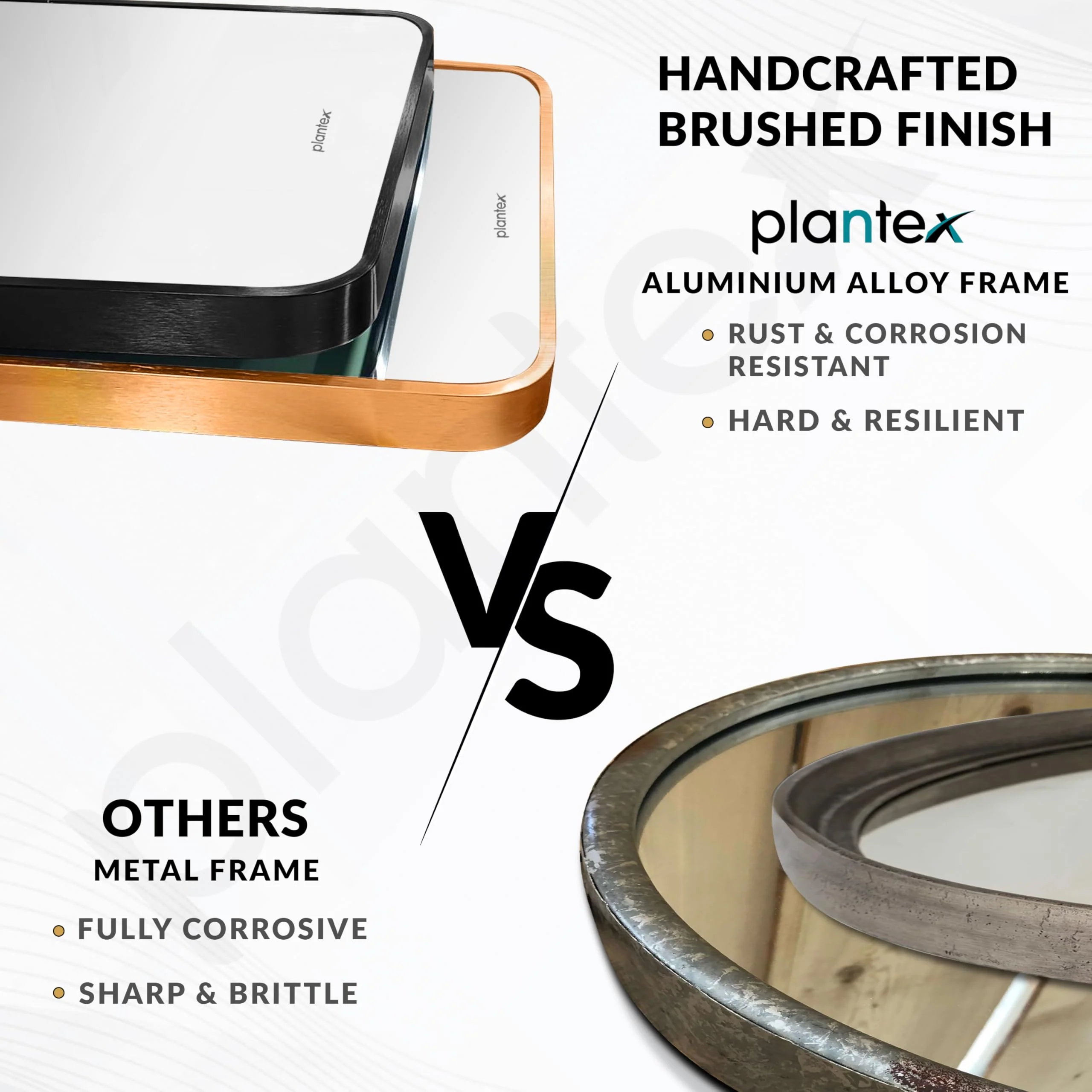Plantex Aluminium Frame Mirror for Wall/Bathroom Mirror/Wall Mount Mirror for Bedroom/Dressing Room/Living Room/Entryway - Shatterproof Mirror (18x24 Inch-Gold Brushed/Rectangle) - Image 6