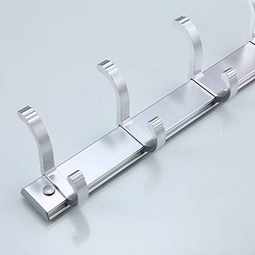 Plantex Aluminum 6 Movable Cloth Hooks for Wall/Bathroom Hanger/Hook Hanger for Clothes/Towel/Keys - Hook Rail for Bathroom (6 Hooks, Chrome) - Image 5