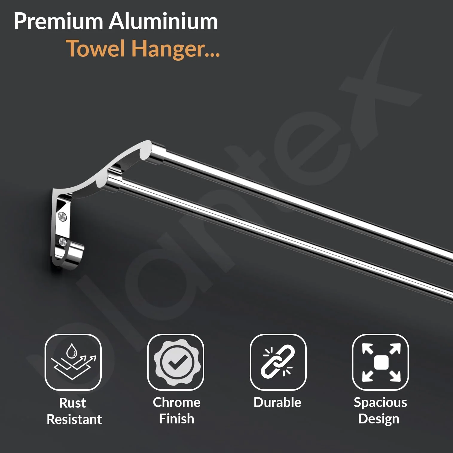 Plantex Aluminum Dual Towel Rod/Towel Rack for Bathroom/Towel Bar/Hanger/Stand/Bathroom Accessories (24 Inch - Chrome Finish) - Image 3