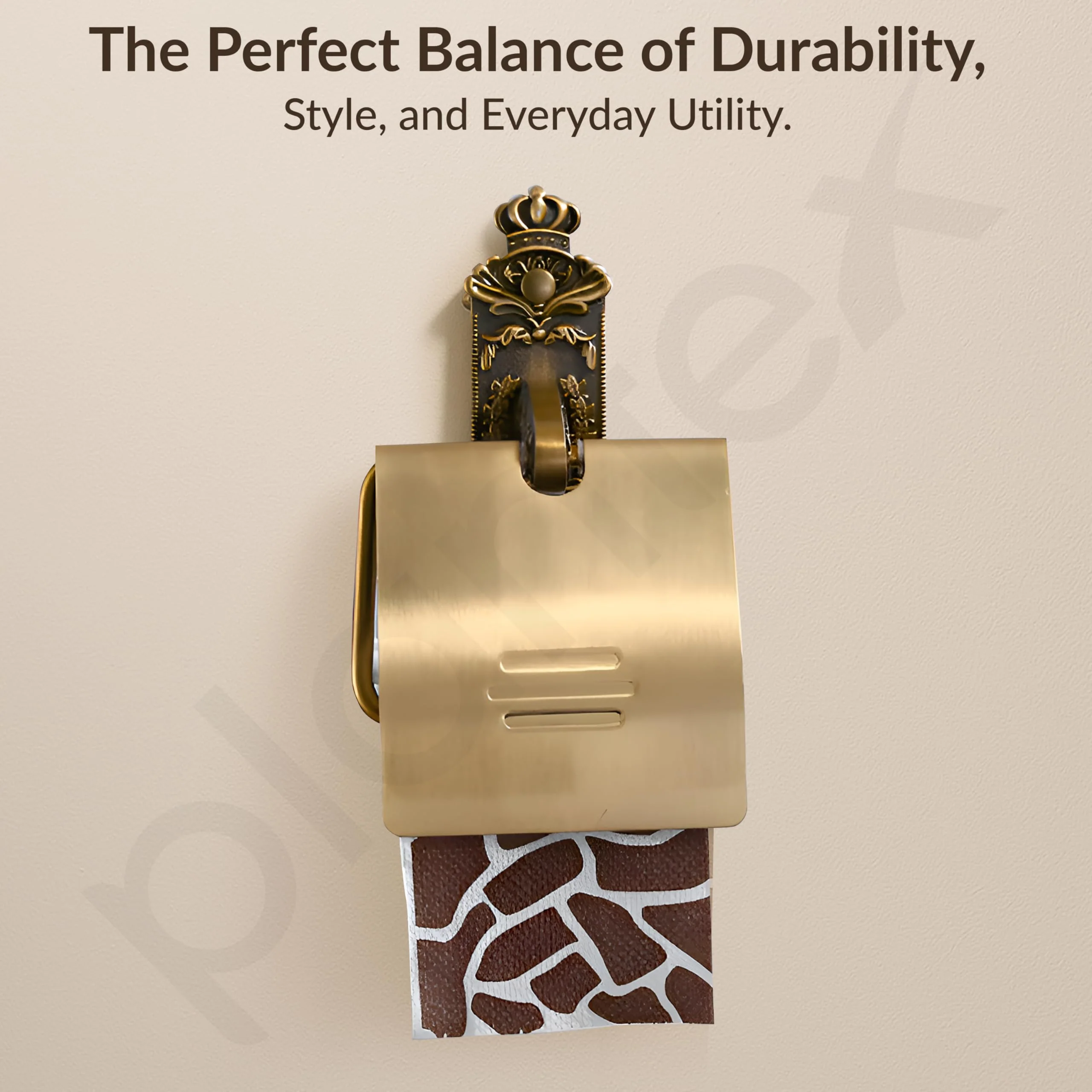 Plantex Antique Aluminum Toilet Paper Holder/Tissue Paper Roll Holder/Toilet Paper Holder Roll Holder for Bathroom Accessories (Brass-Antique) - Image 7