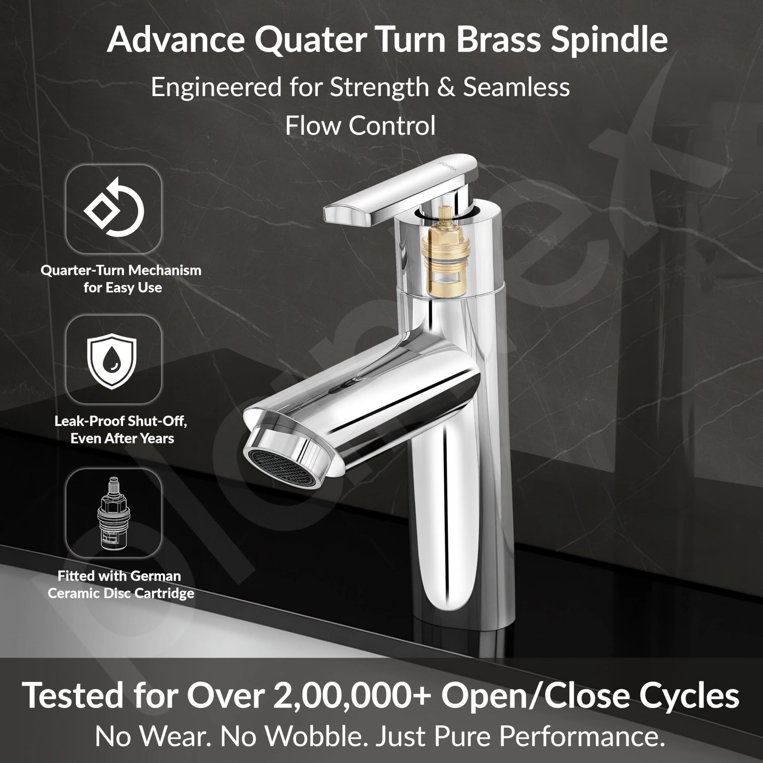Plantex BAL-503 Pillar Cocke Tap for Wash Basin/Tabletop Basin Tap with Teflon Tape/Pillar Tap for Bathroom/7 Year Warranty (Mirror Chrome) - Image 3