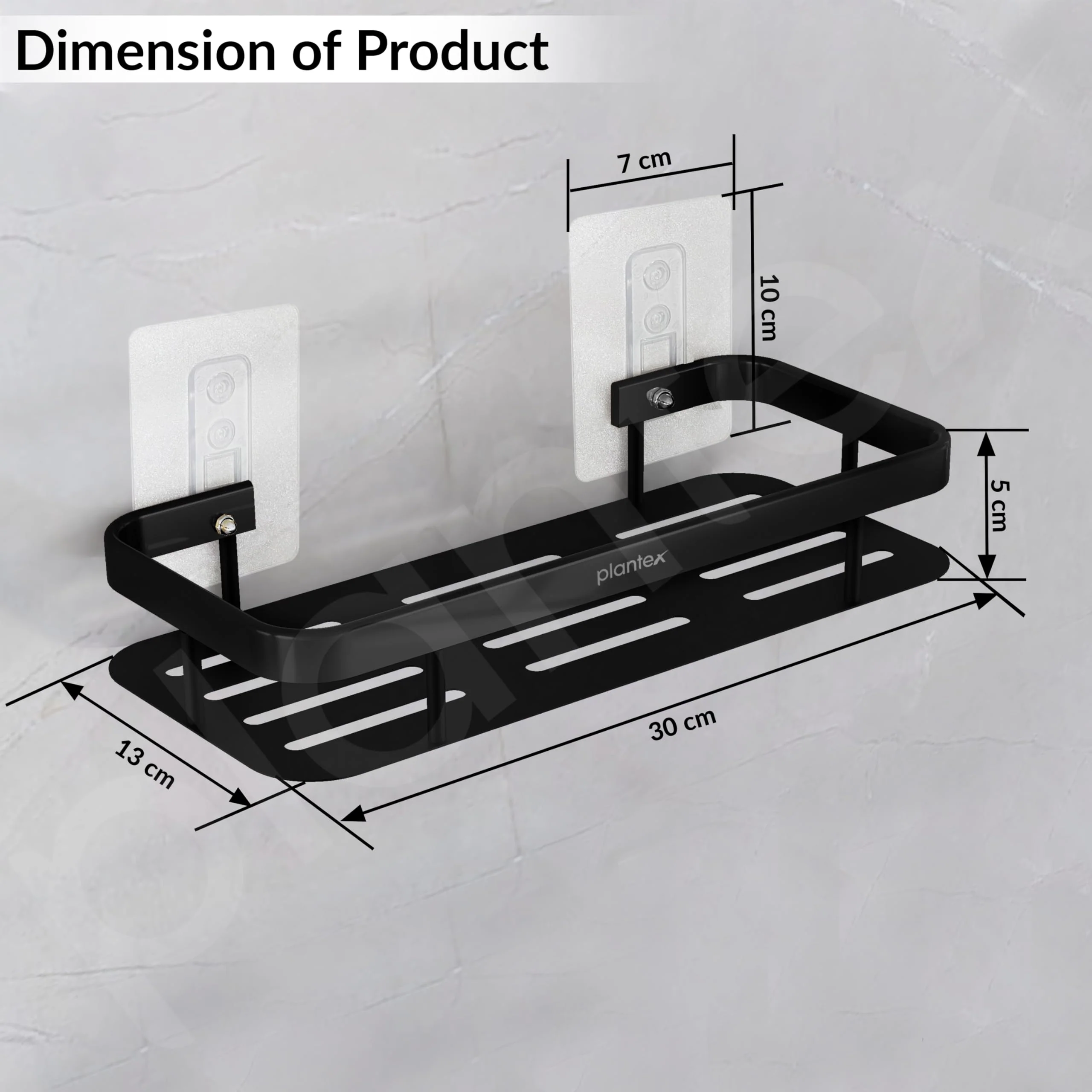 Plantex Bathroom Shelf for Wall/Wall Mounted Shelves Without Drill/Self Adhesive Bathroom Shelf/Rack/Kitchen Organizer with Magic Sticker(12x5 inches, Matt Black) - Image 5