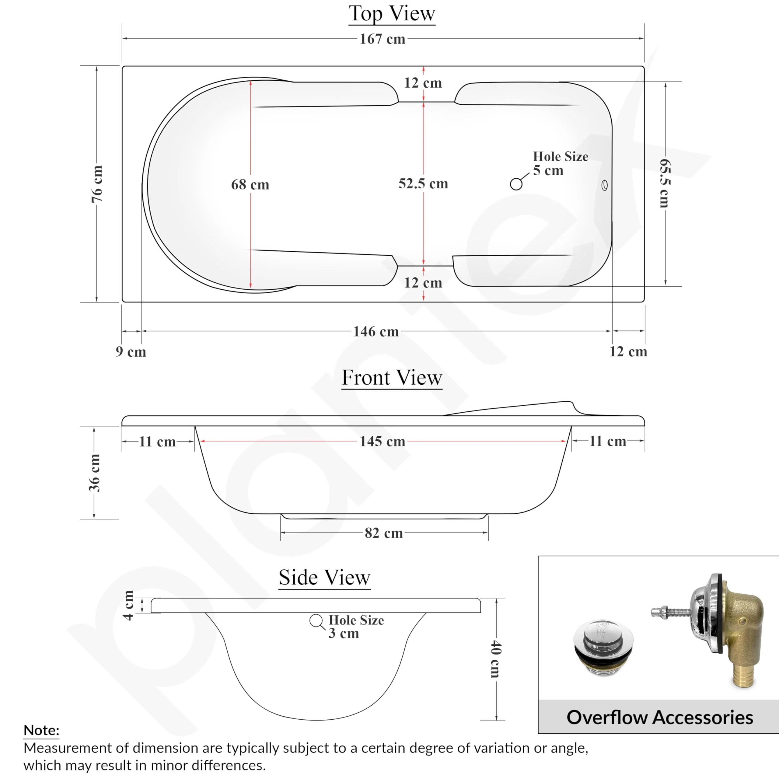 Plantex Bathtub For Bathroom/Bath tub for Adults/Deep Soaker Bathtub with Overflow and Waste Coupling Accessories (White - 1670 mm) - Image 3