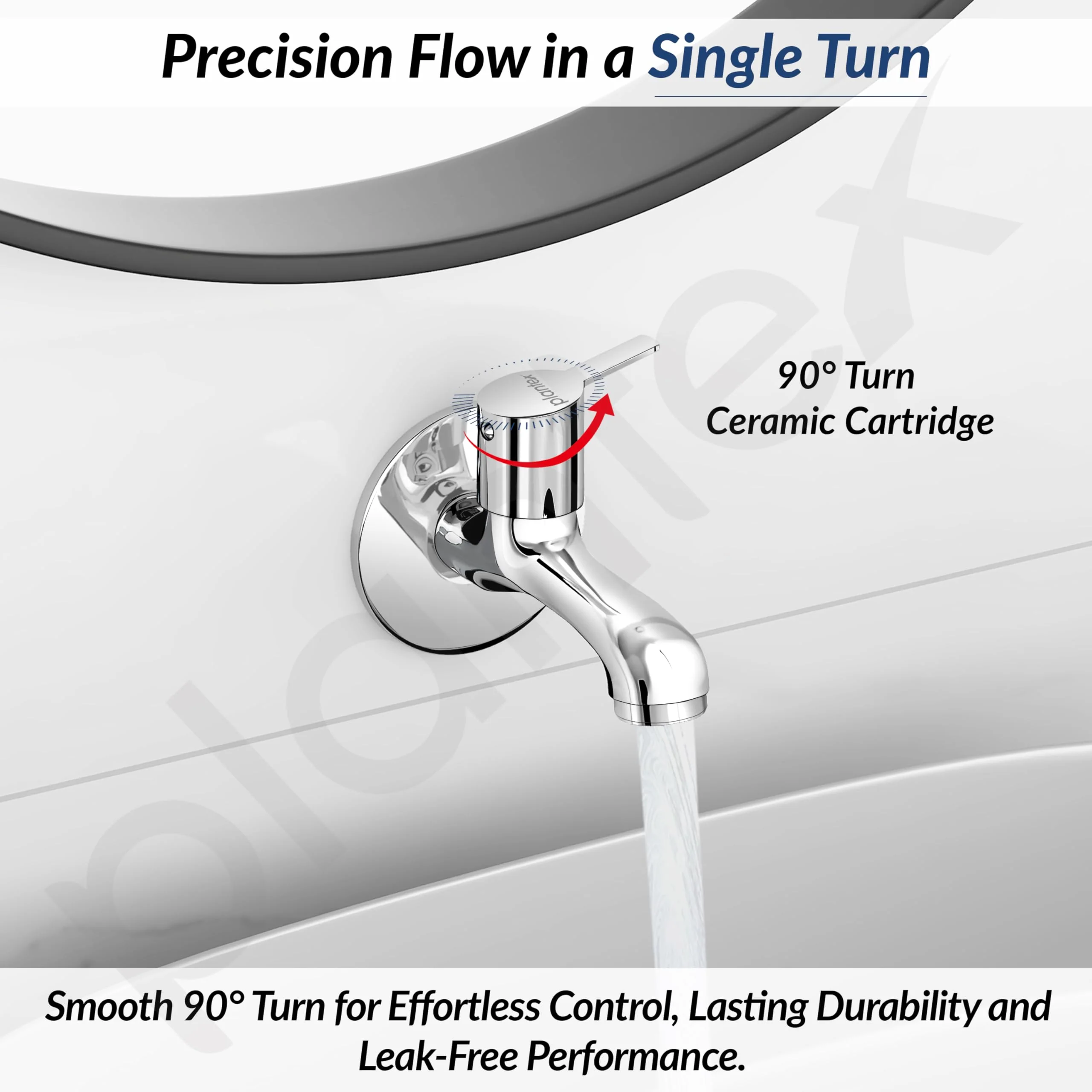Plantex Bib Cock Tap for Bathroom/Long Body Taps/Wall Mount Tap for Wash Basin with Teflon Tape & Wall Flange - Pack of 1 (Rio, Chrome) - Image 5