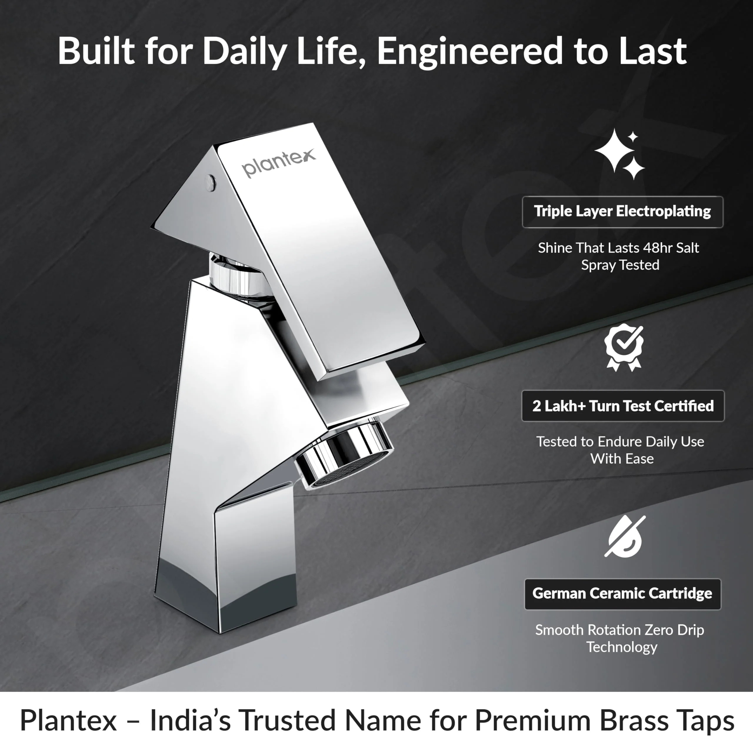 Plantex Brass Pillar Cock Tap for Wash Basin/Water Tap/Deck Mounted with German Aerator and Teflon Tape Mirror Chrome Finish 7-Year Warranty by Plantex (PRI-303) - Image 2