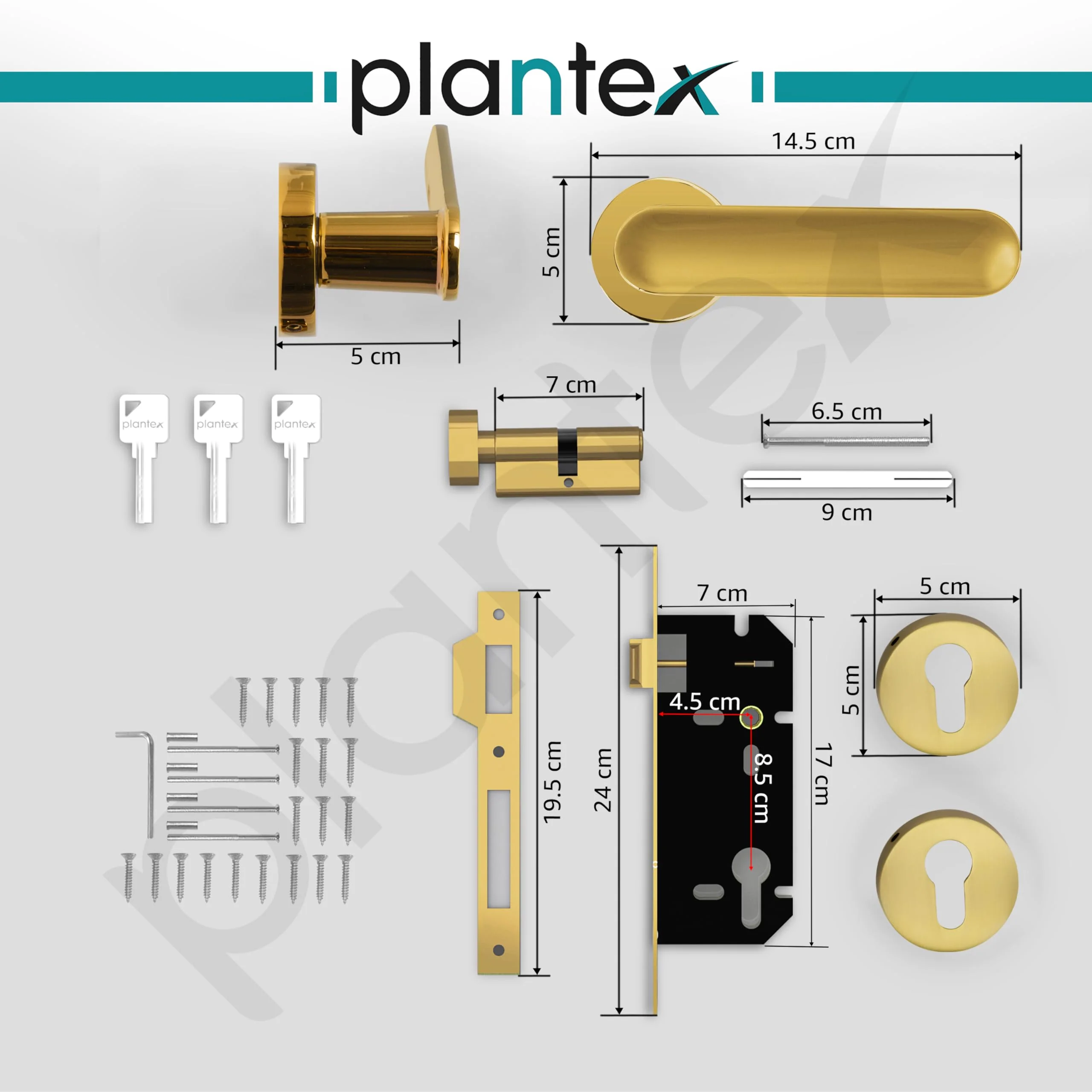 Plantex Brass Premium Door Lock With 3 Years Warranty - Main Door Knob for Home, Mortise Lock Set With PVD Gold Finish - Image 3