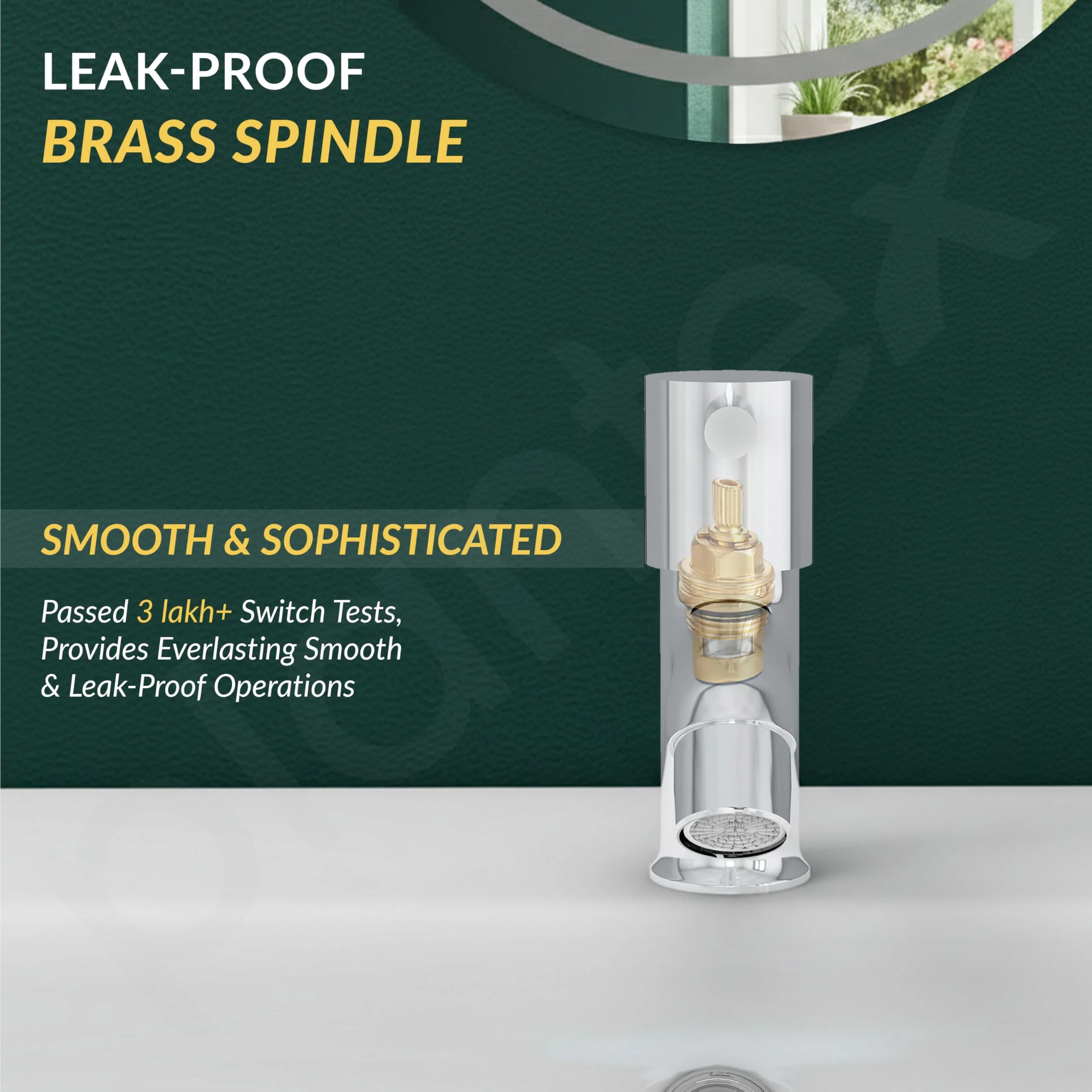 Plantex Brass Spindle Pillar Tap for Wash Basin with Water Saving Aerator/Tabletop Wash Basin tap/Bathroom Tap-(MKS-1273-Chrome) - Image 3