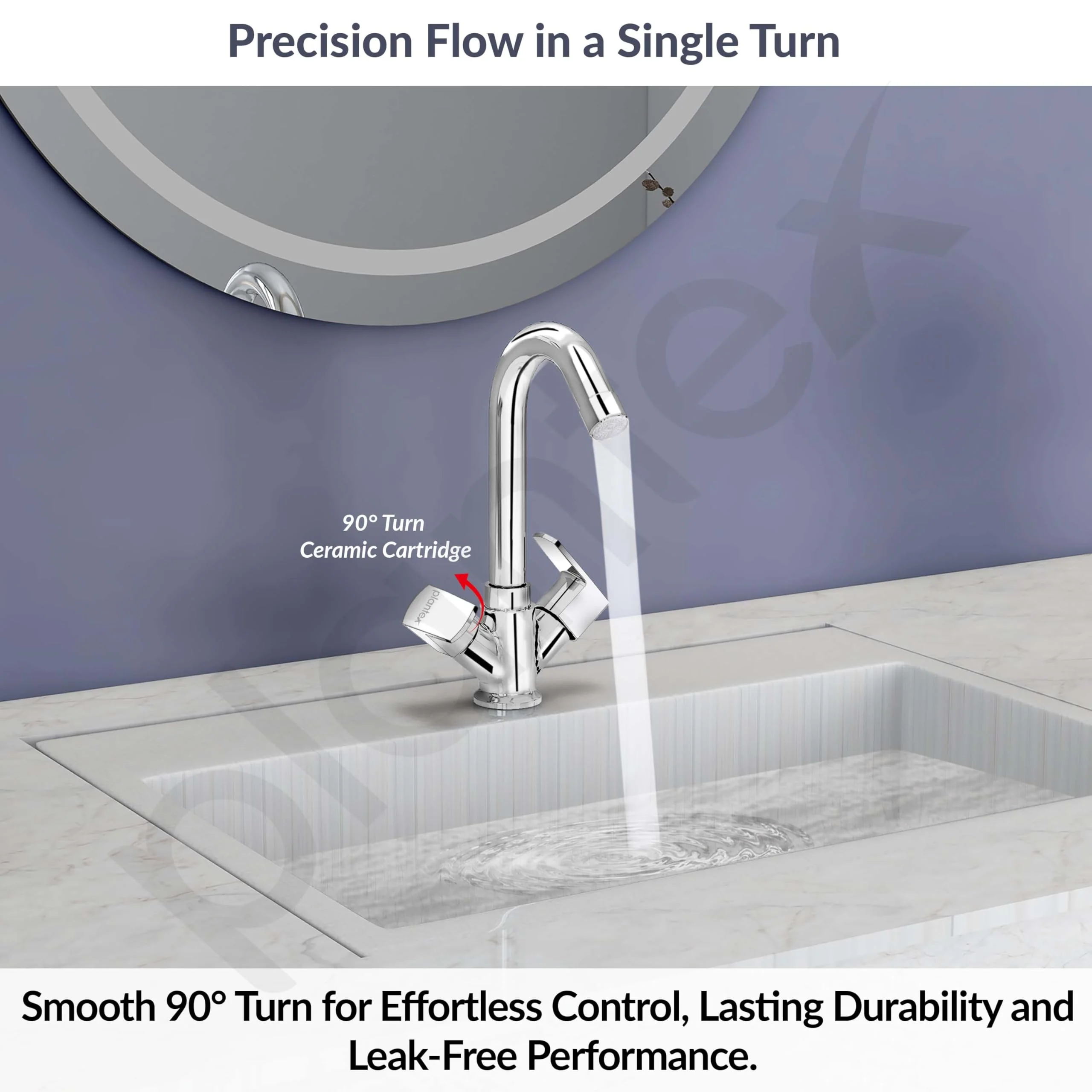 Plantex Brass Spindle Wash Basin Tap with Water Saving Aerator/Basin Mixer for Bathroom/Sink Tap for Kitchen Basin -(Saga-Chrome) - Image 5