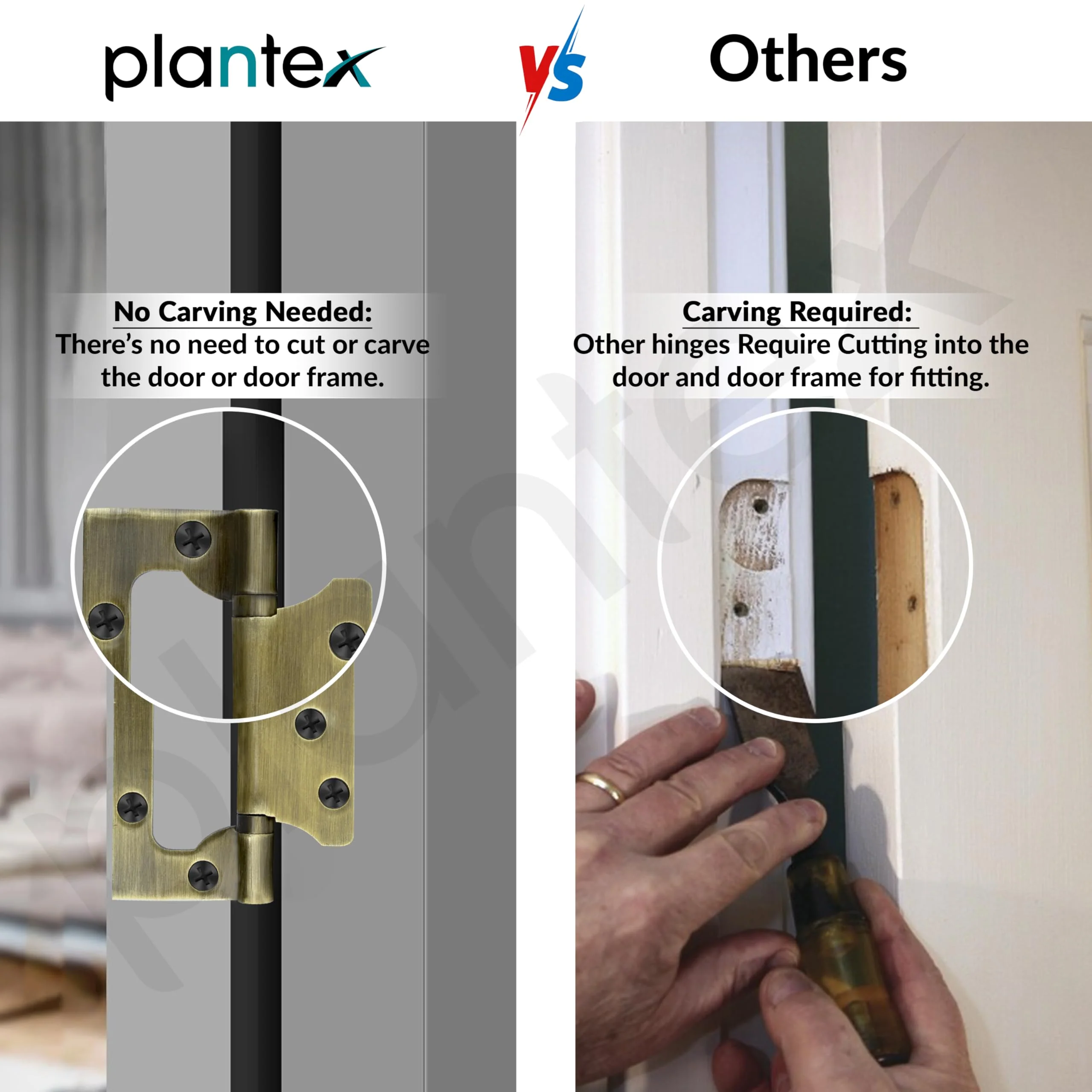 Plantex Butterfly Hinges for Door/Stainless Steel Door Hinges/Non-Mortise Hinges/5 Inch x 14 Gauge Hinges/2.5 mm Hinges for Home/Office/Hotel - Pack of 1 (Brass Antique) - Image 5