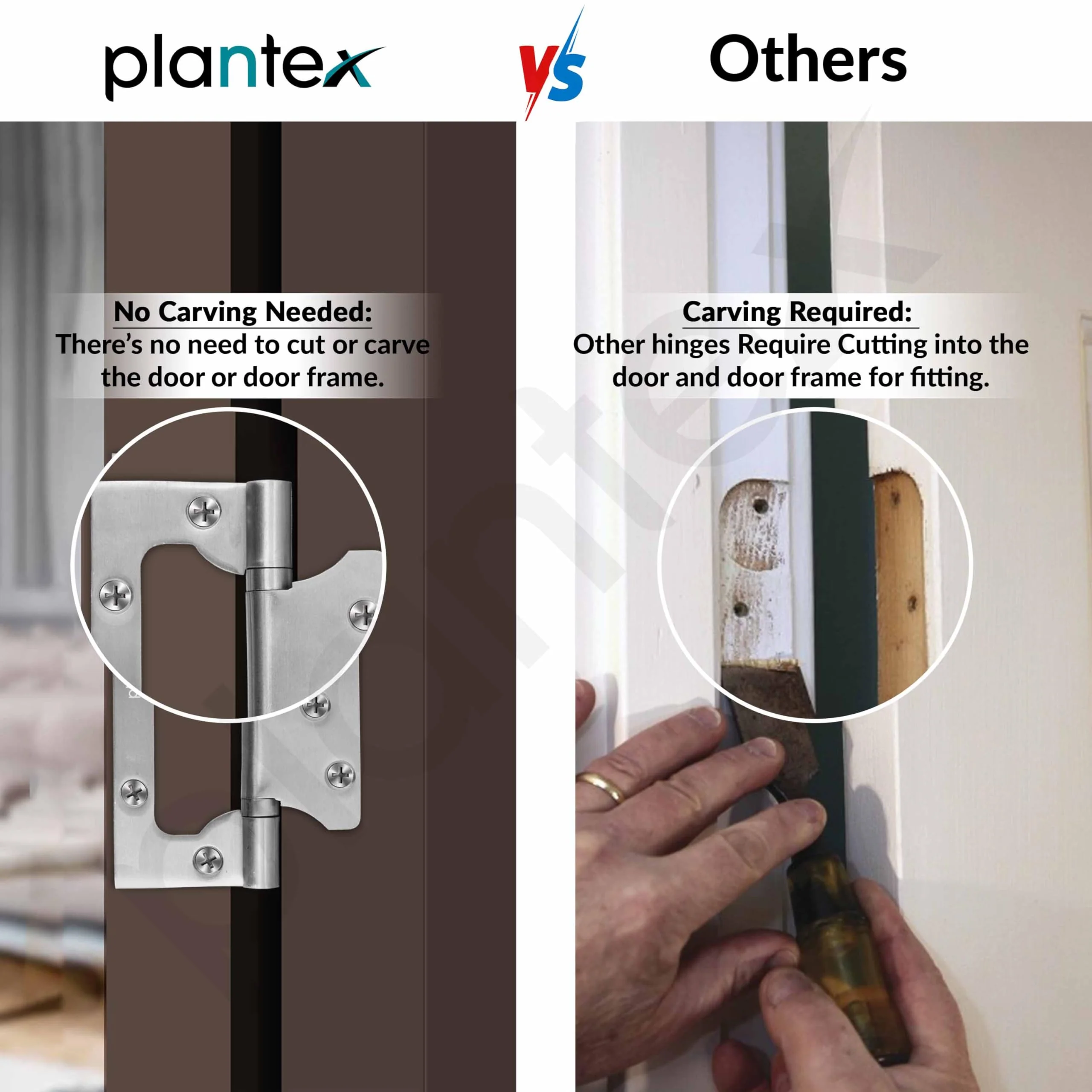 Plantex Butterfly Hinges for Door/Stainless Steel Door Hinges/Non-Mortise Hinges/5 Inch x 14 Gauge Hinges/2.5 mm Hinges for Home/Office/Hotel - Pack of 1 (Chrome) - Image 5