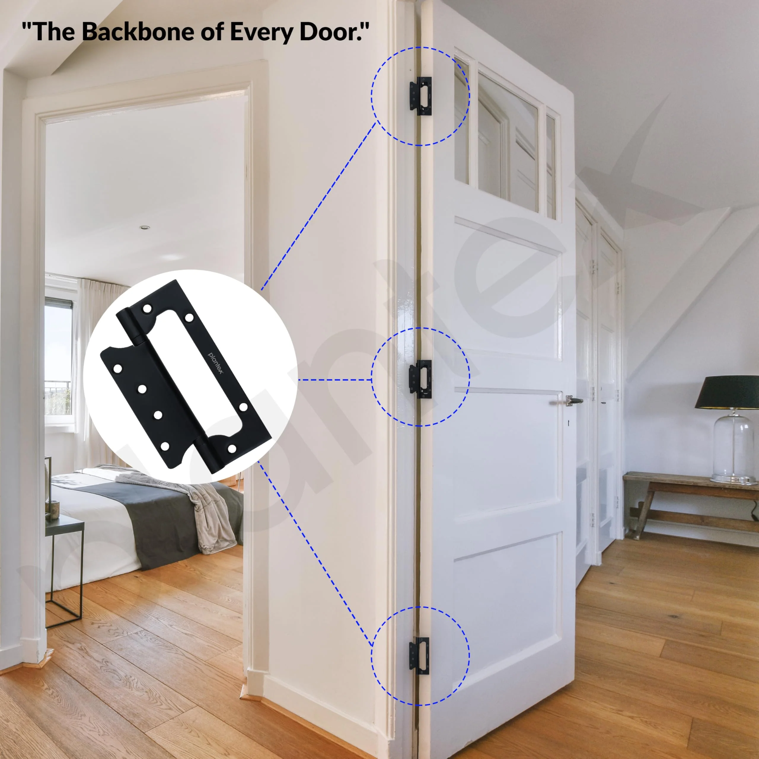 Plantex Butterfly Hinges for Door/Stainless Steel Door Hinges/Non-Mortise Hinges/5 Inch x 14 Gauge Hinges/2.5 mm Hinges for Home/Office/Hotel - Pack of 6 (Black) - Image 7