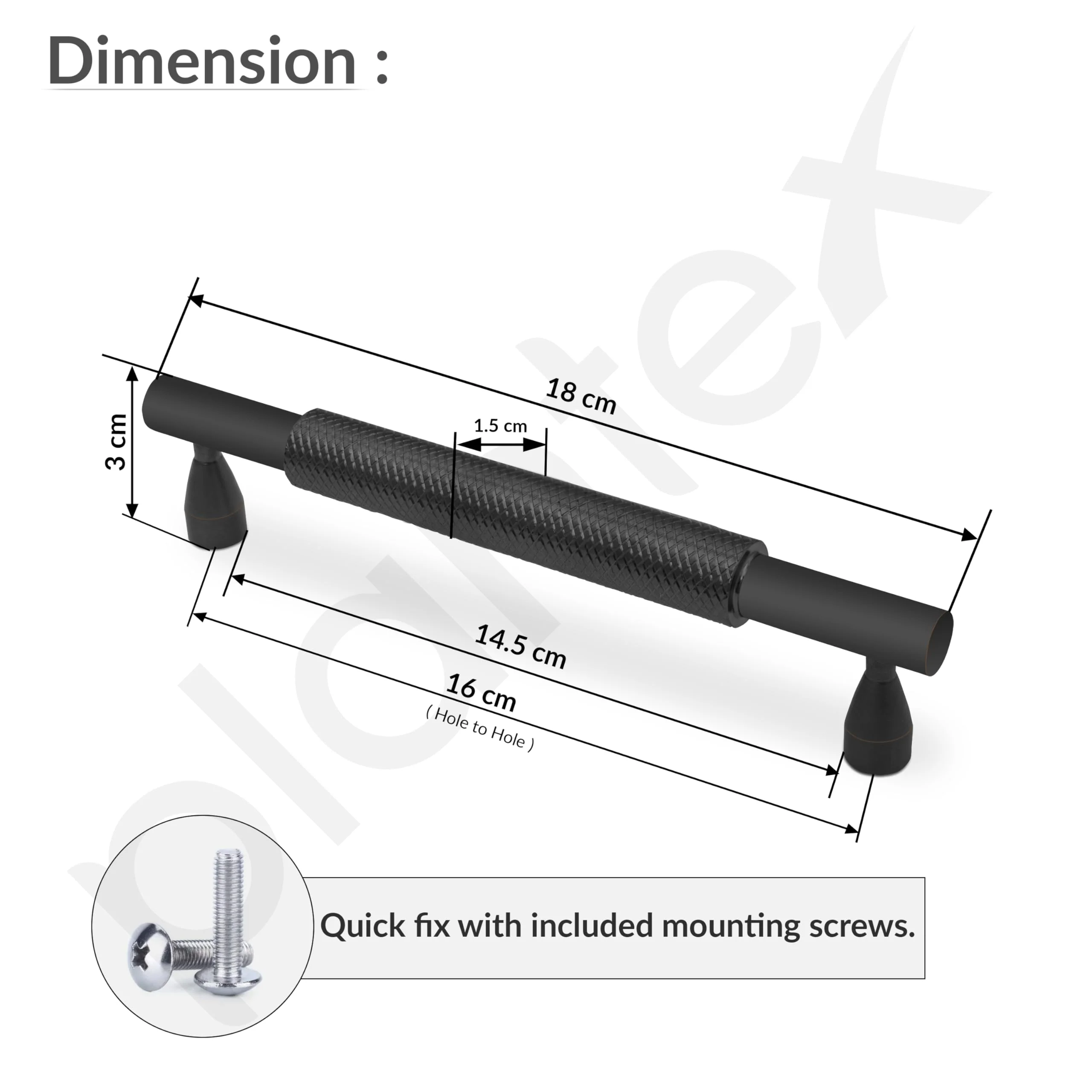 Plantex Cabinet Handle/160mm Handle for Cabinet/Wardrobe Handle/Door Pull-Push Handle for Home/Office - Pack of 1 (Black) - Image 3