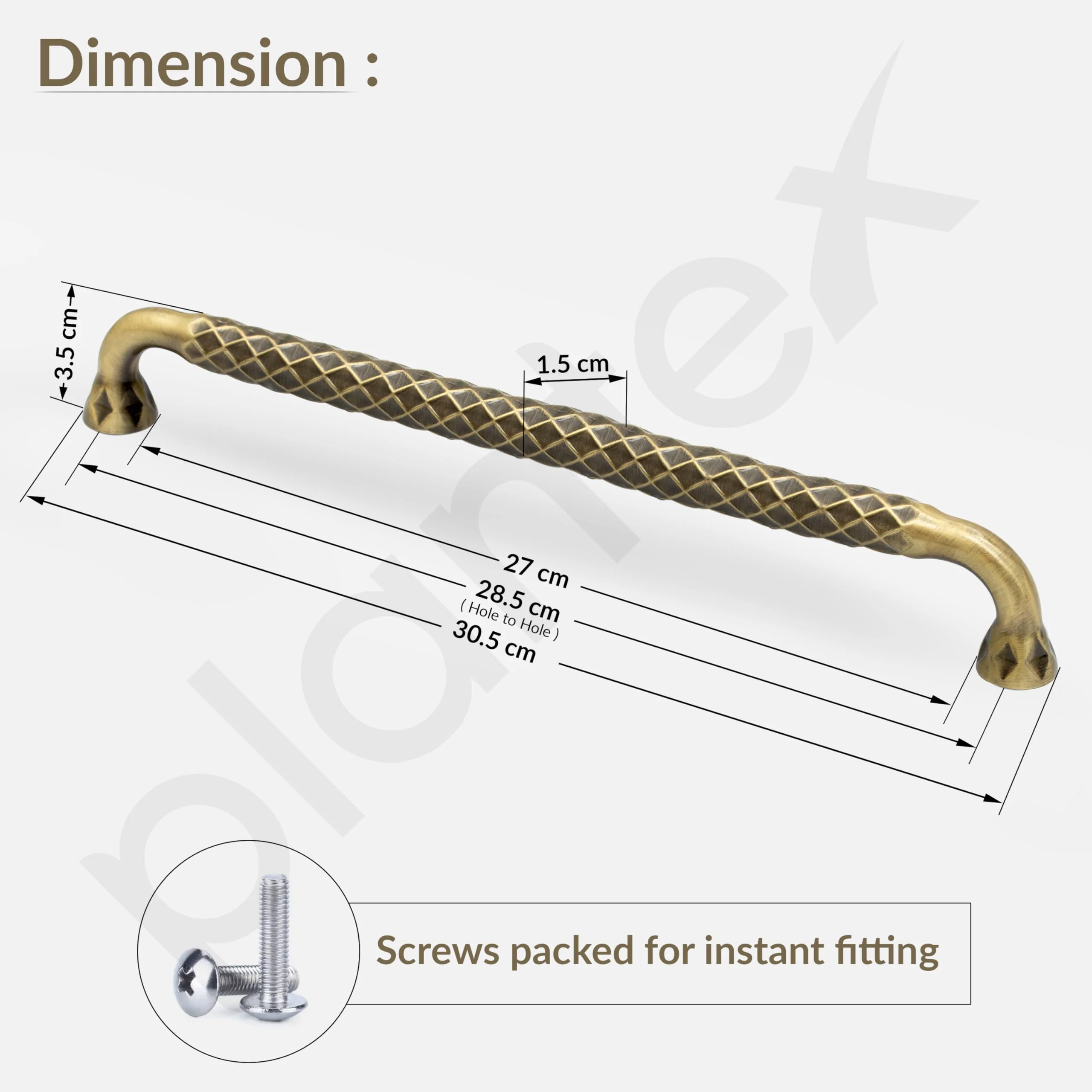 Plantex Cabinet Handle/288mm Handle for Cabinet/Door Pull-Push Handle for Home/Office - Pack of 1 (Brass Antique) - Image 3
