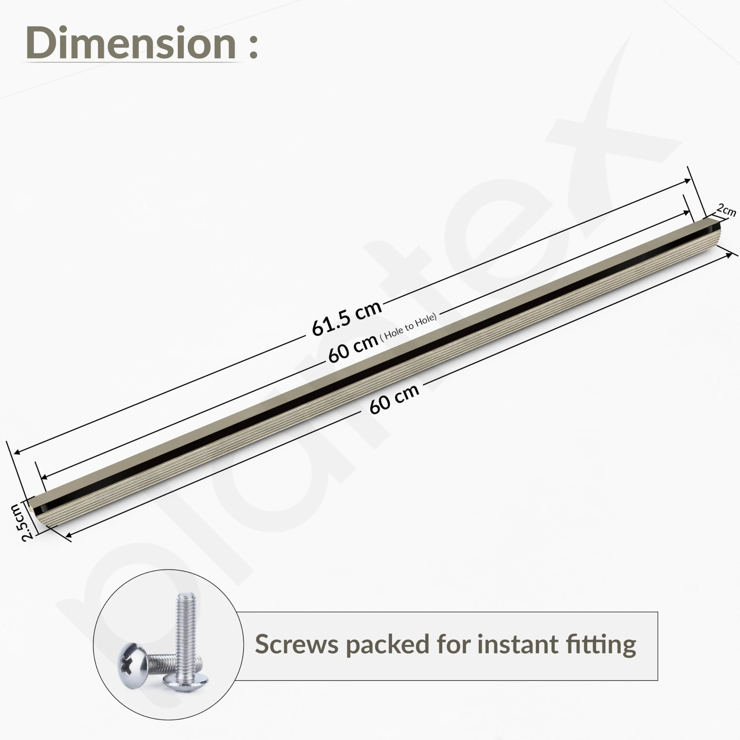 Plantex Cabinet Handle/600mm Handle for Cabinet/Drawer/Kitchen Handle/Door Pull-Push Handle for Home/Office - Pack of 1 (Satin) - Image 3