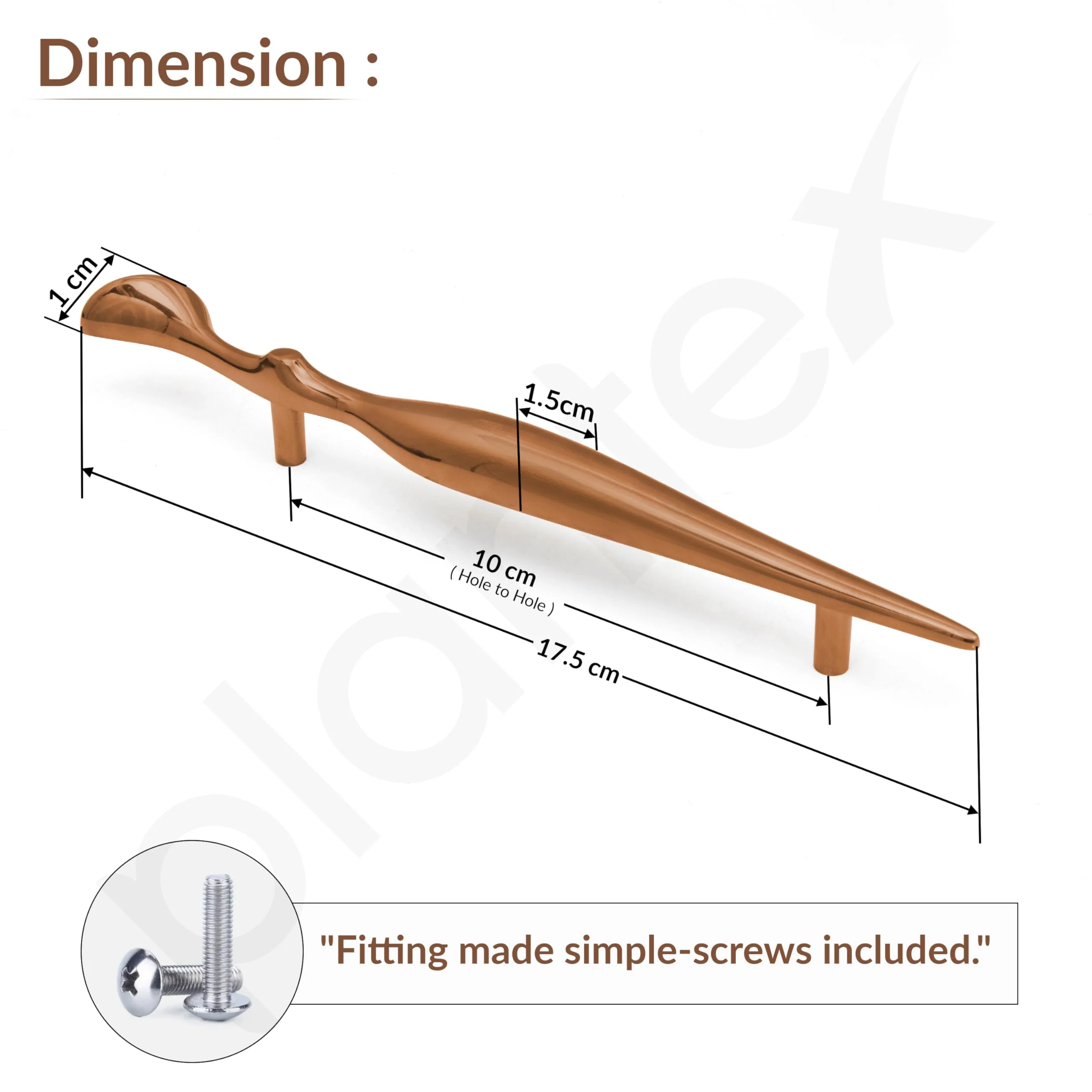Plantex Cabinet Handle/96mm Handle for Cabinet/Wardrobe Handle/Door Pull-Push Handle for Home/Office - Pack of 1 (Rose Gold) - Image 3