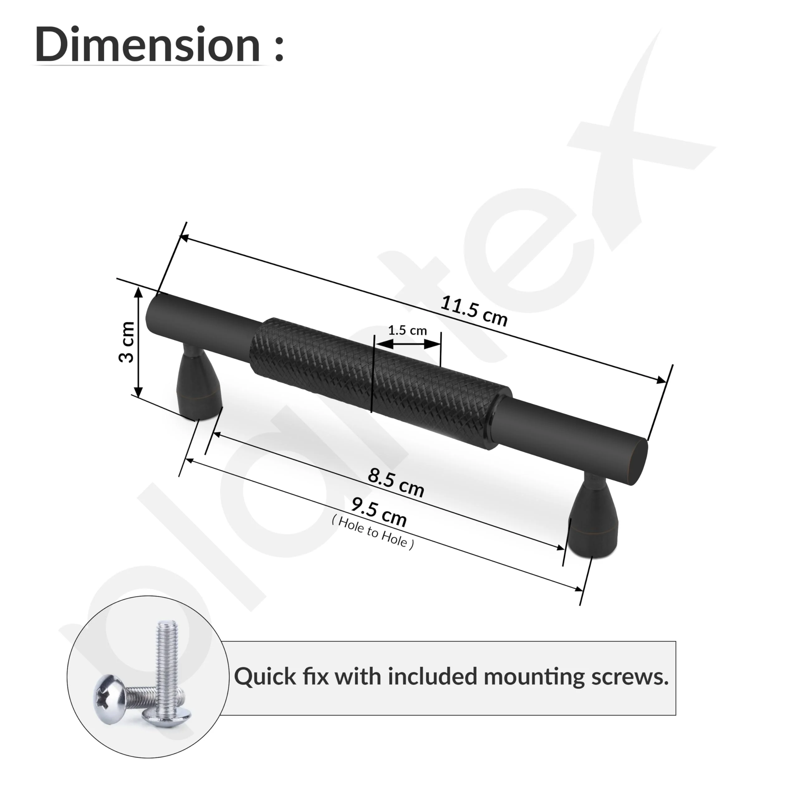 Plantex Cabinet Handle/96mm Handle for Cabinet/Wardrobe/Kitchen Handle/Door Pull-Push Handle for Home/Office - Pack of 1 (Black) - Image 3