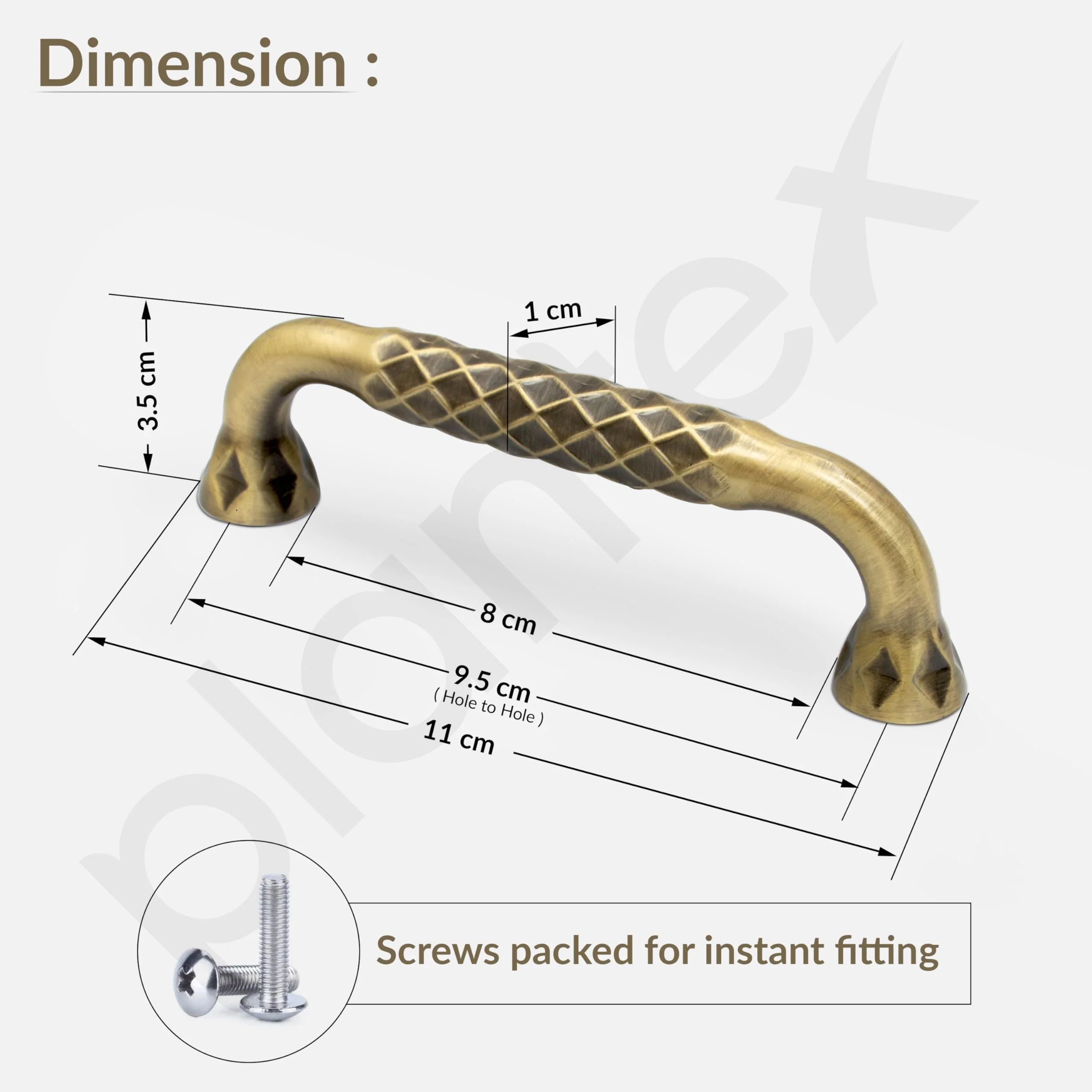 Plantex Cabinet Handle/Kitchen Cabinet Door Handle/Wardrobe/Cupboard Handle/Door Pull-Push Handle for Home/Office - Pack of 1 (Brass Antique) - Image 3