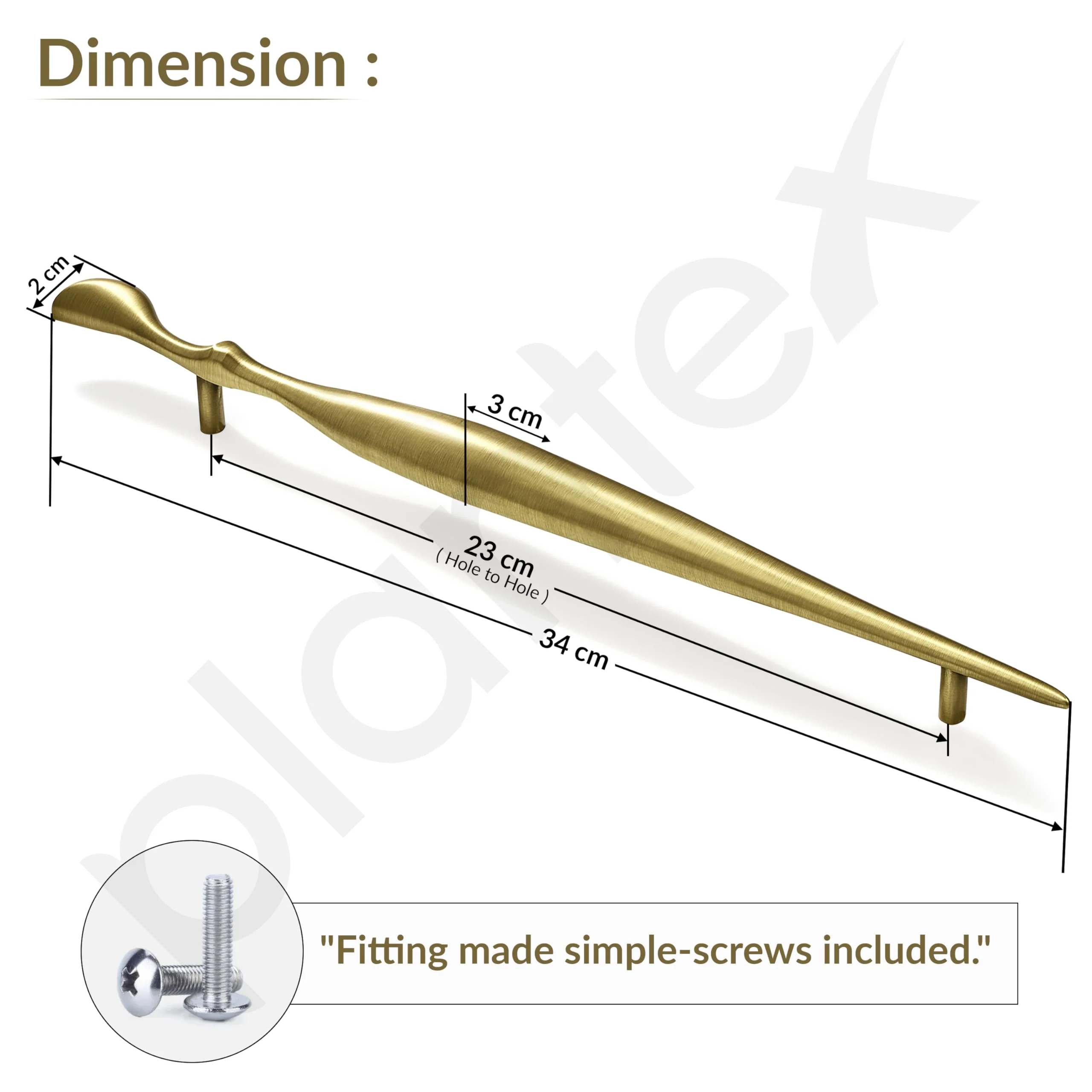 Plantex Cabinet Handle/Kitchen Cabinet Door Handle/Wardrobe/288 mm Cupboard Handle/Door Pull-Push Handle for Home/Office - Pack of 2 (Brass Antique) - Image 3