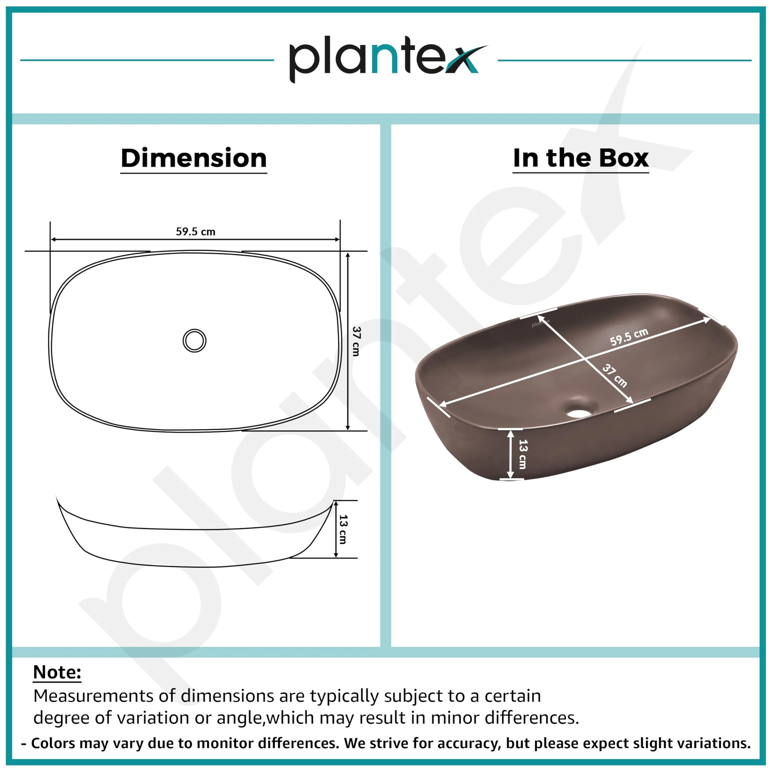 Plantex Ceramic Basin for Bathroom/Table Top Ceramic Wash Basin/Washbasin Sink for Bathroom (Matt Brown - 24 x 15 x 5.5 Inch) - Image 3
