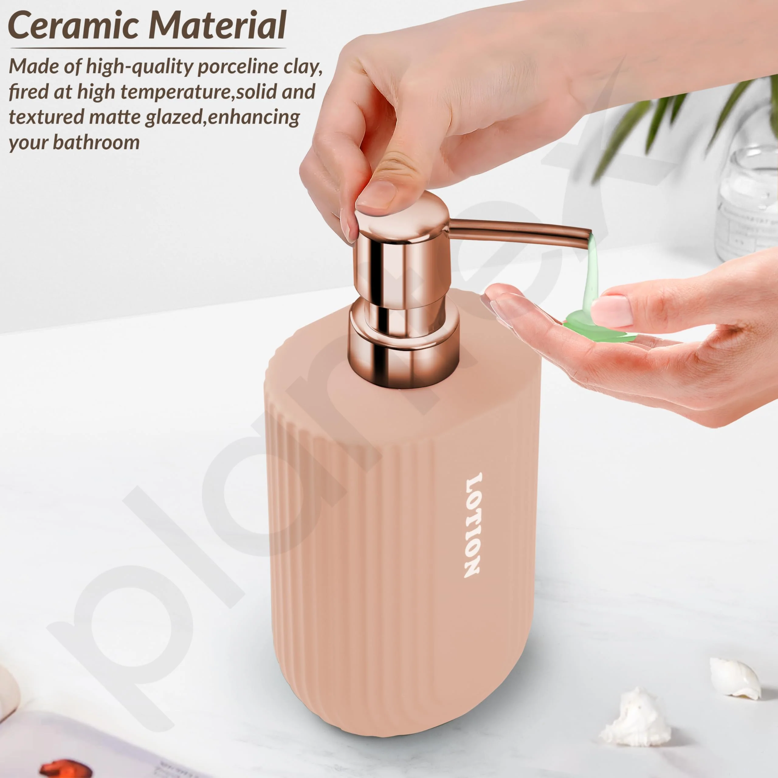 Plantex Ceramic Bathroom Set - Soap Holder for Bathroom/Liquid Soap Dispenser/Tumbler Holder/Toothbrush Holder - 3 Pcs Set - Image 4
