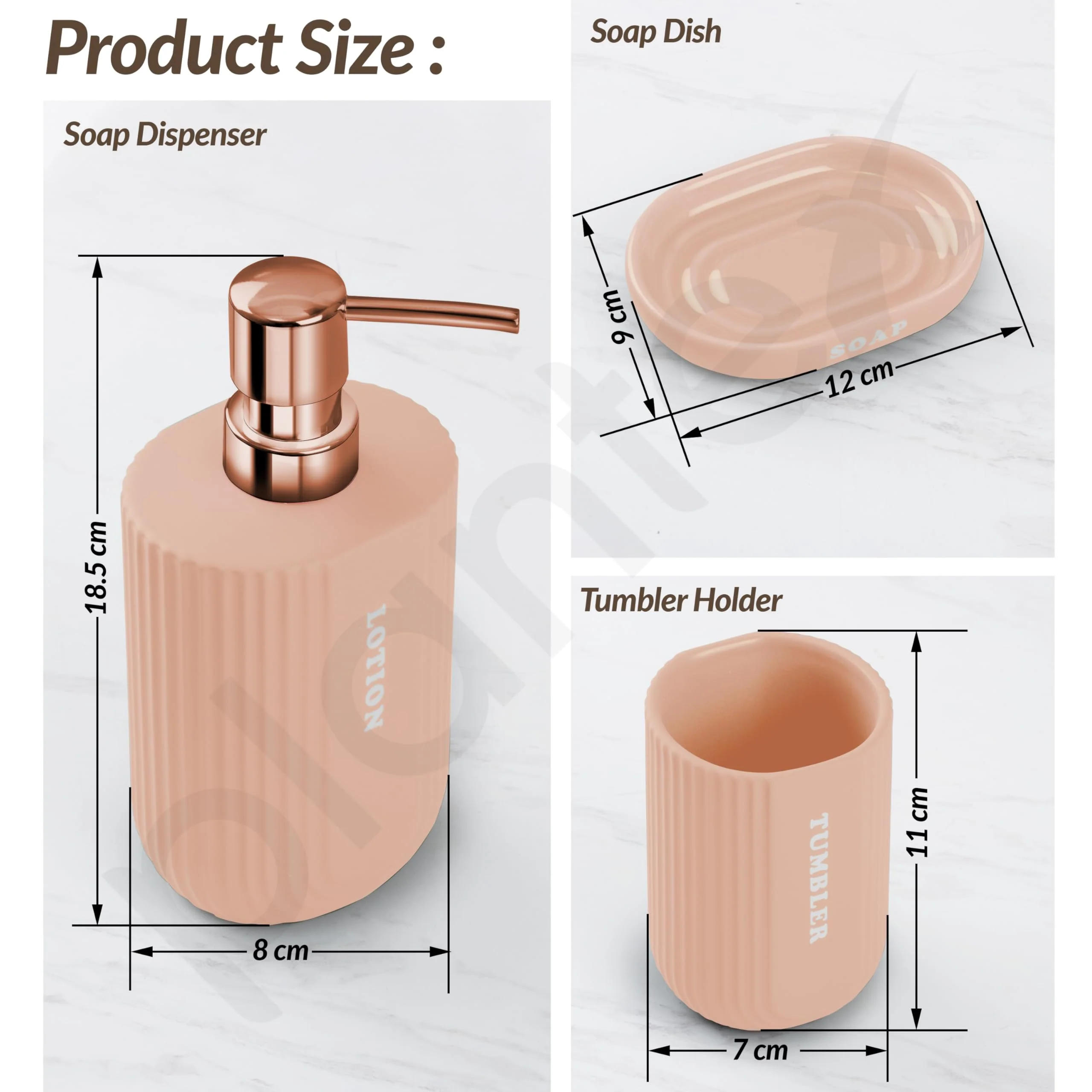 Plantex Ceramic Bathroom Set - Soap Holder for Bathroom/Liquid Soap Dispenser/Tumbler Holder/Toothbrush Holder - 3 Pcs Set - Image 6