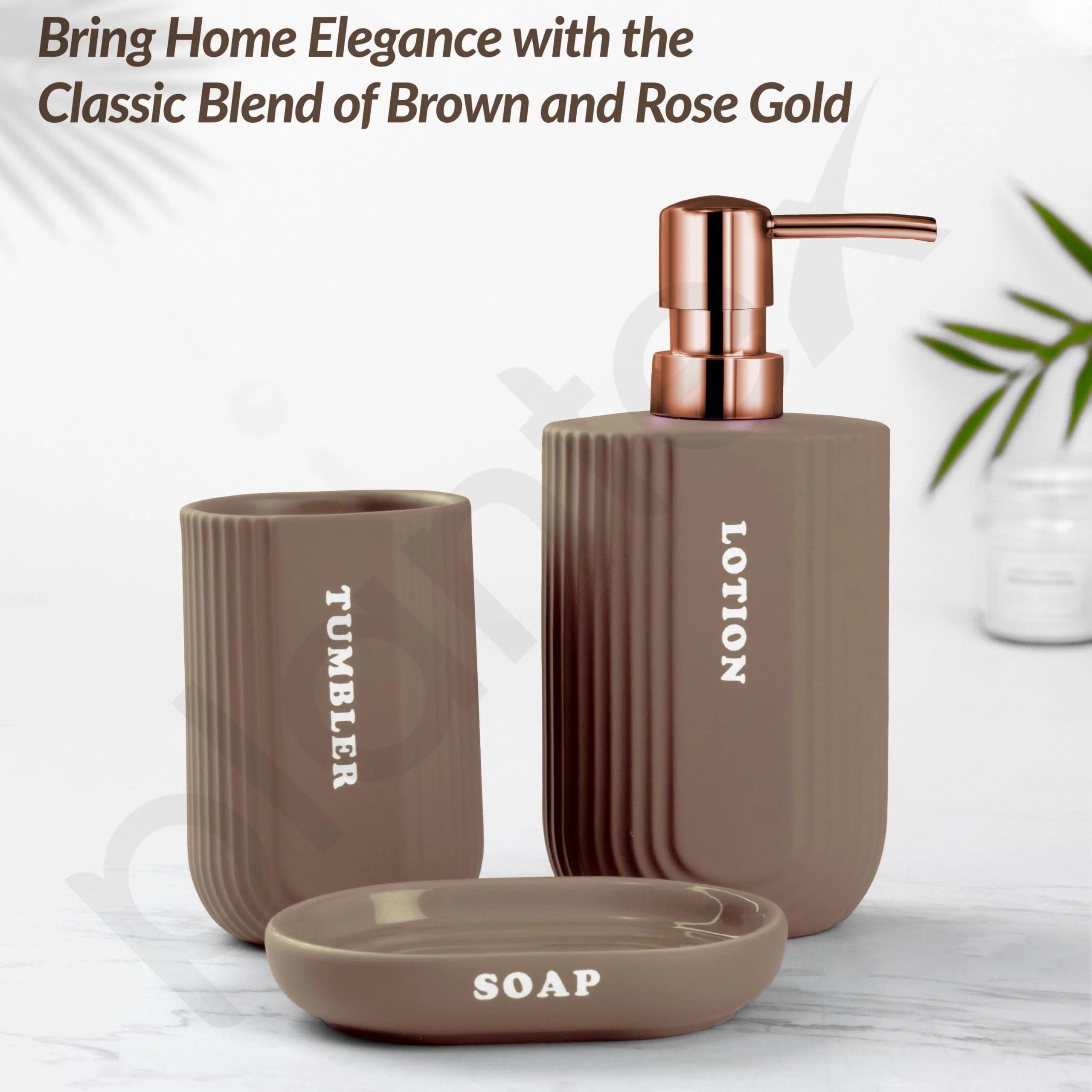Plantex Ceramic Bathroom Set - Soap Holder for Bathroom/Liquid Soap Dispenser/Tumbler Holder/Toothbrush Holder - 3 Pcs Set - Image 7