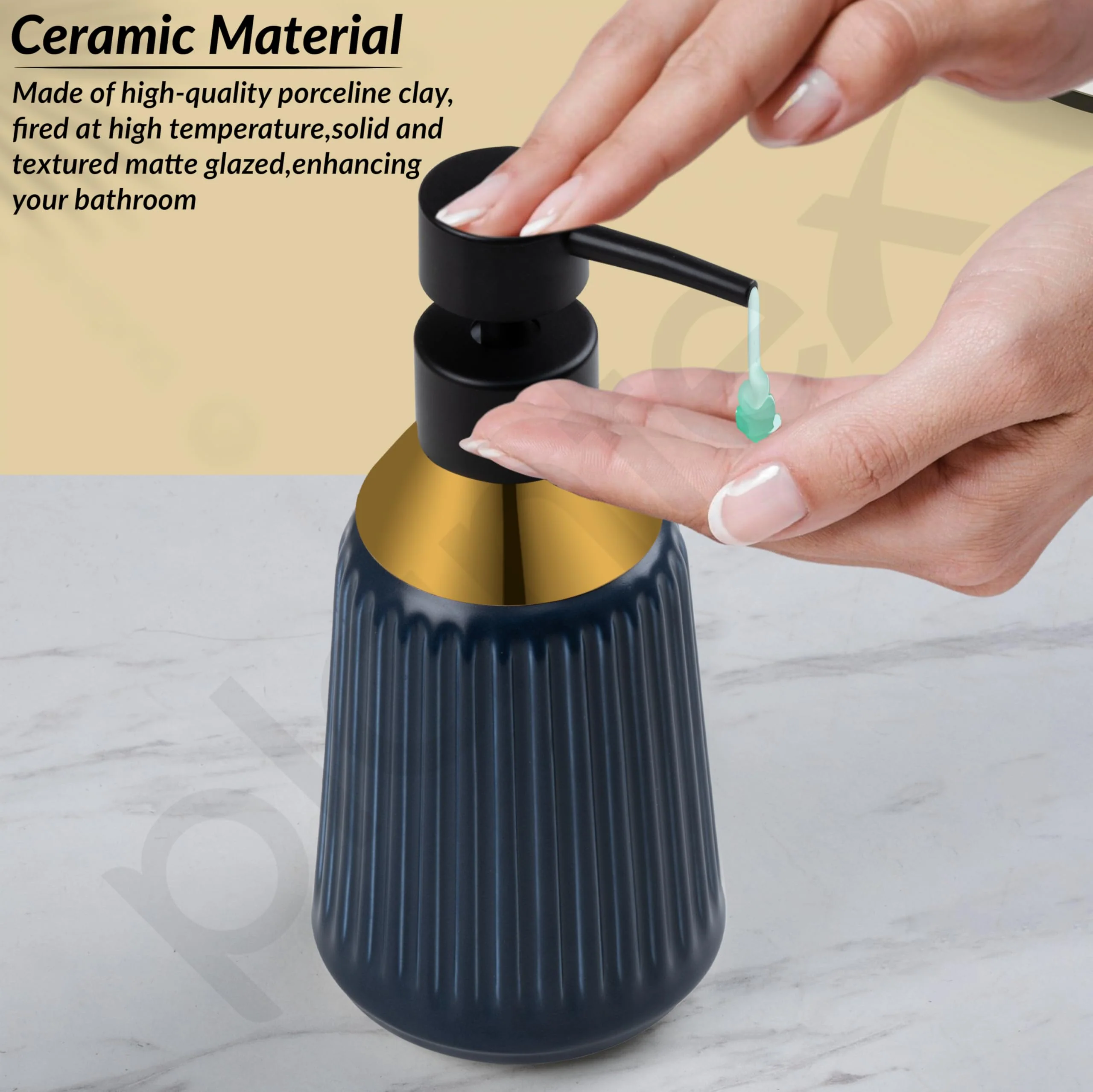 Plantex Ceramic Bathroom Set - Soap Holder for Bathroom/Liquid Soap Dispenser/Tumbler Holder/Toothbrush Holder - 3 Pcs Set - Image 4