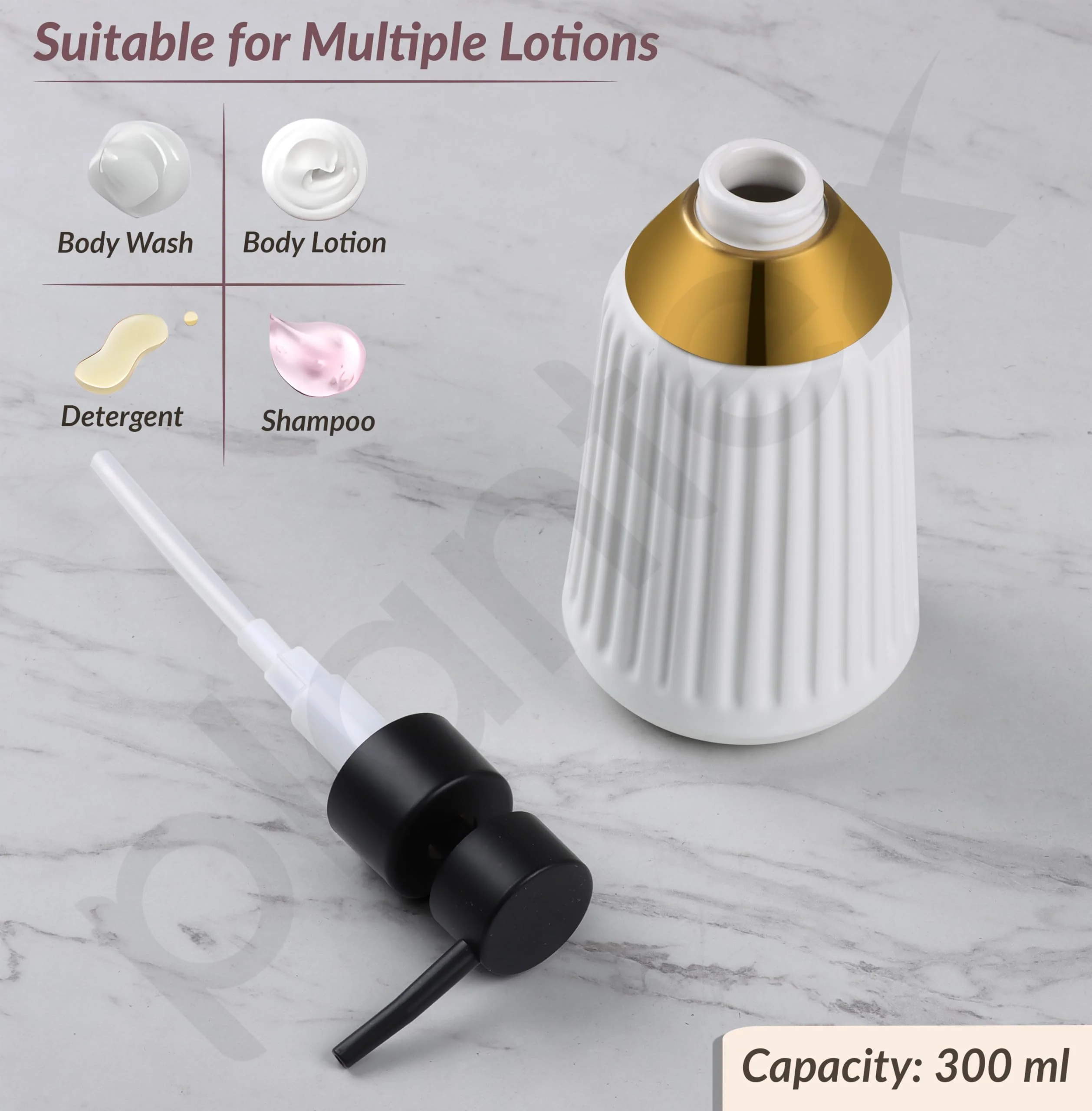 Plantex Ceramic Bathroom Set - Soap Holder for Bathroom/Liquid Soap Dispenser/Tumbler Holder/Toothbrush Holder/Handwash Dispenser - 3 Pcs Set - Image 3
