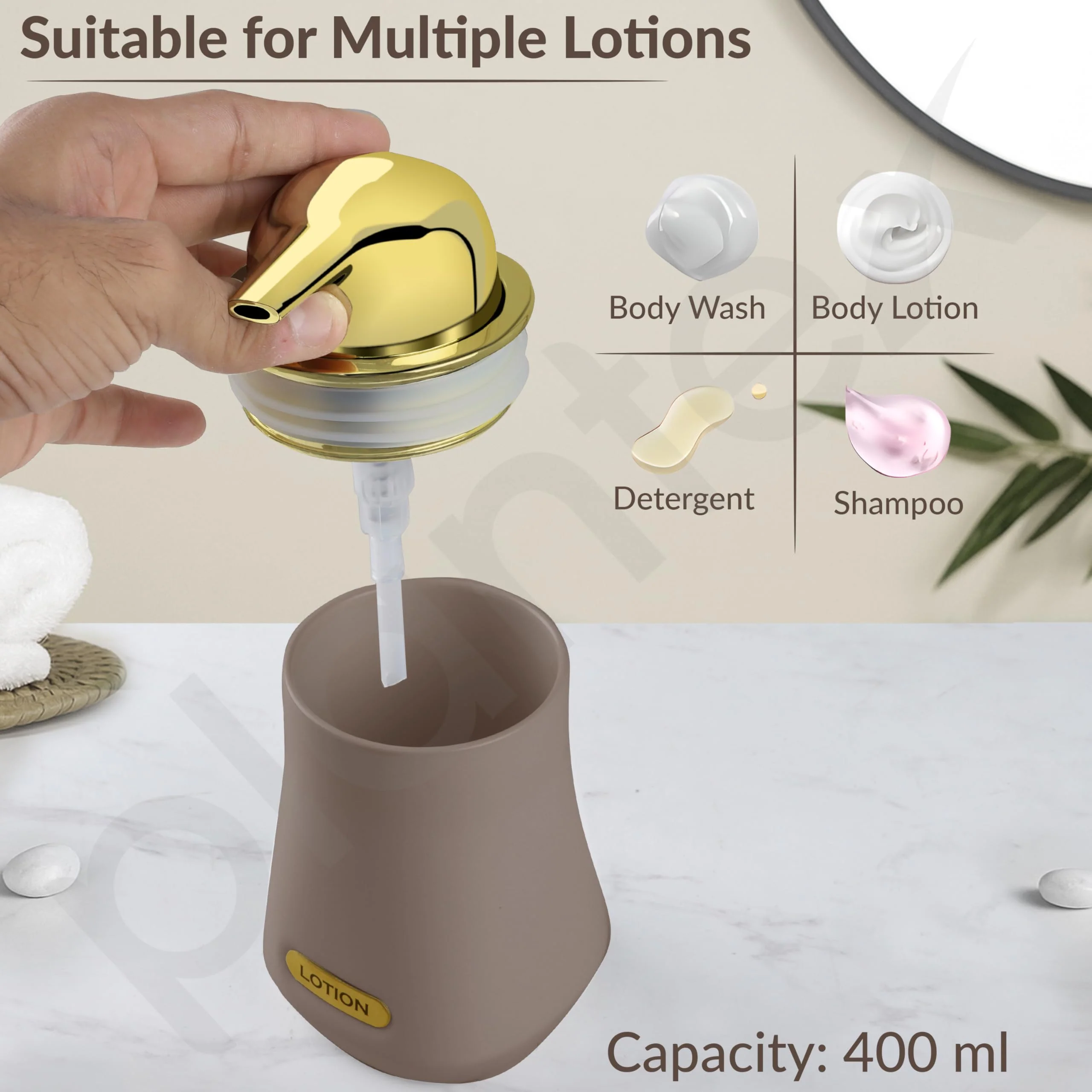 Plantex Ceramic Bathroom Set - Soap Holder for Bathroom/Liquid Soap Dispenser/Tumbler Holder/Toothbrush Holder/Handwash Dispenser - 3 Pcs Set - Image 4