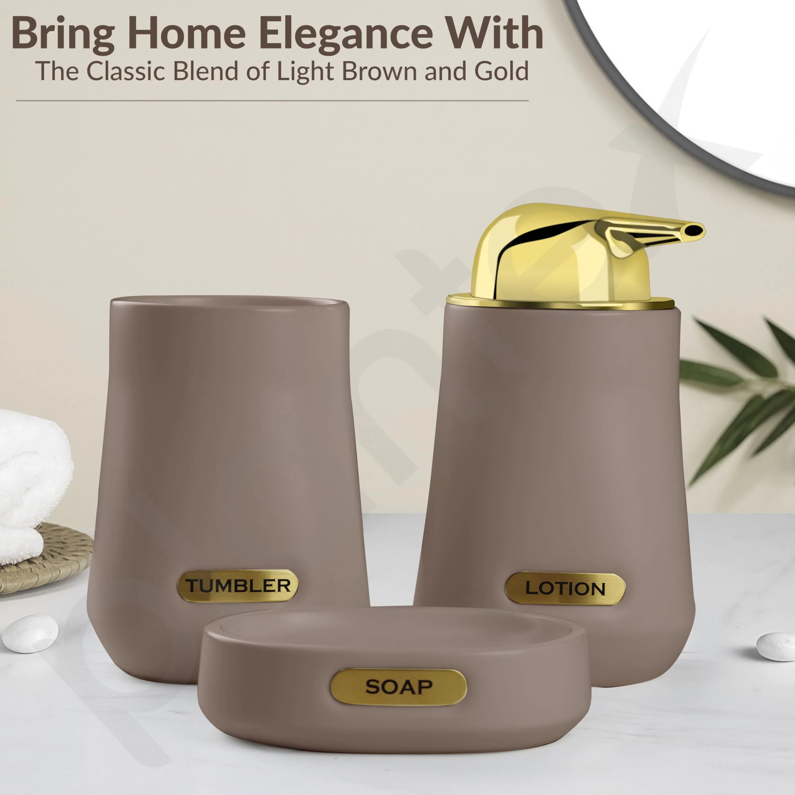 Plantex Ceramic Bathroom Set - Soap Holder for Bathroom/Liquid Soap Dispenser/Tumbler Holder/Toothbrush Holder/Handwash Dispenser - 3 Pcs Set - Image 7