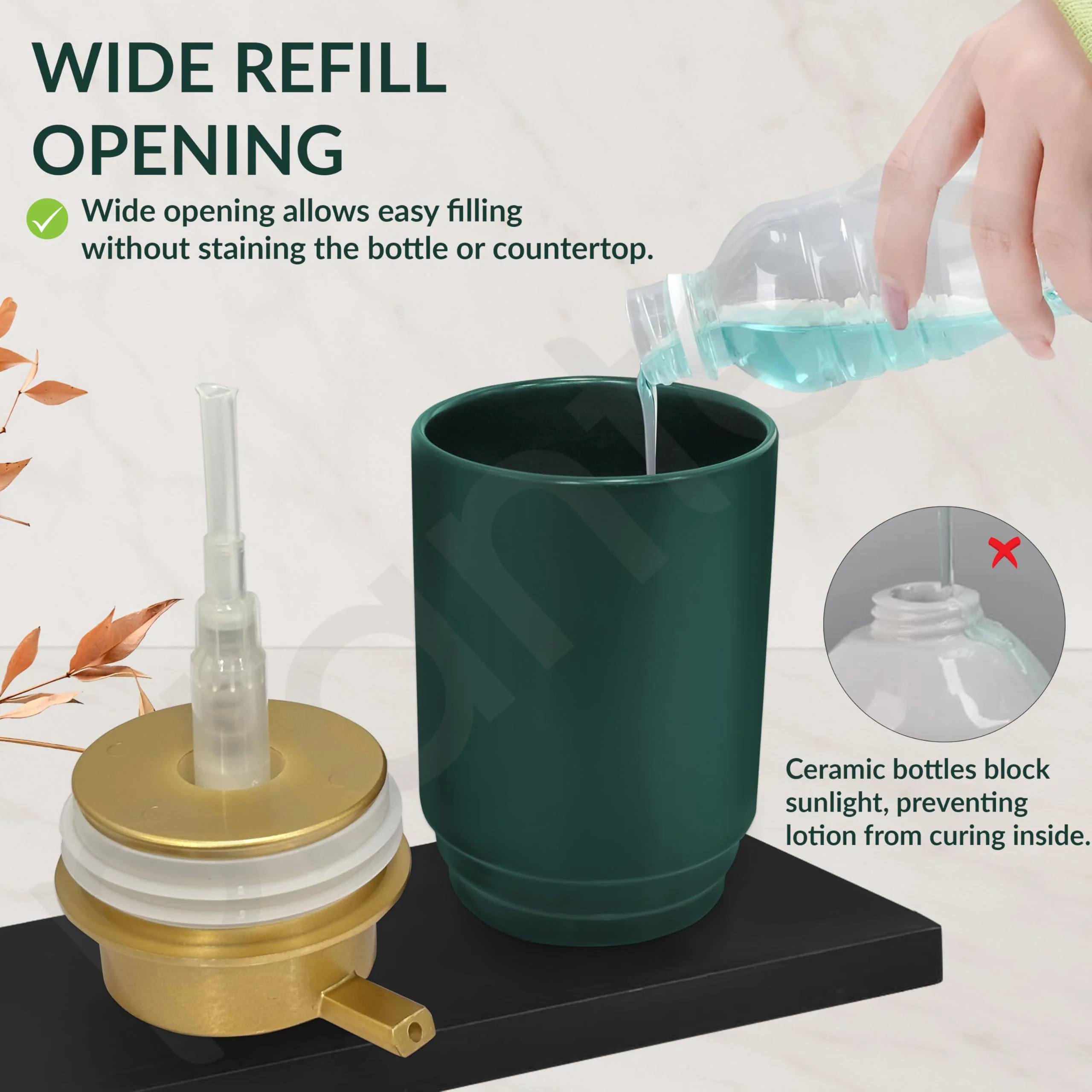 Plantex Ceramic Soap Dispenser for Washbasin/Hand Soap Dispenser/Soap Dispenser for Kitchen/Bathroom Accessories - Pack of 1 - Image 2