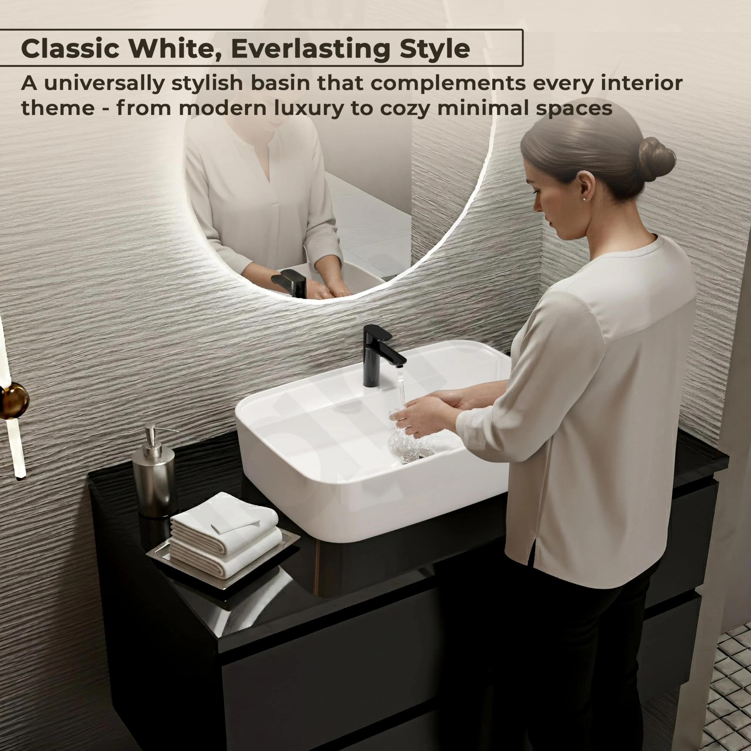 Plantex Ceramic Washbasin/Tabletop Wash Basin with 10 Years Glaze Warranty by Plantex/Wash Basin for Bathroom/Home/Office/Hotels (White - 24 x 15.5 x 6 Inch) - Image 6