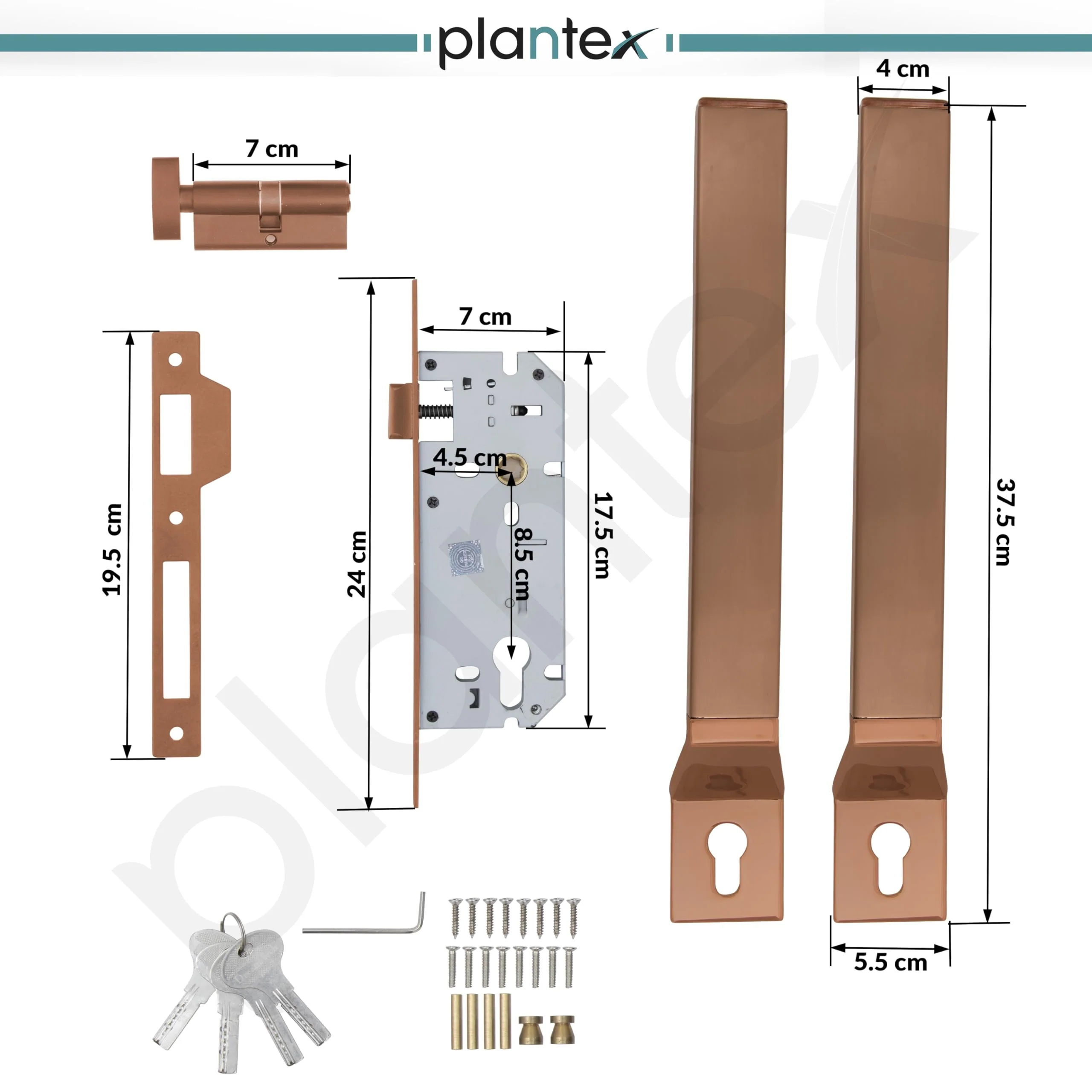 Plantex Door Handle/15 Inch Door Handle with Lock/Stainless Steel Handle Set for Home/Office/Door Accessories (Pack of 1, Rose Gold) - Image 3